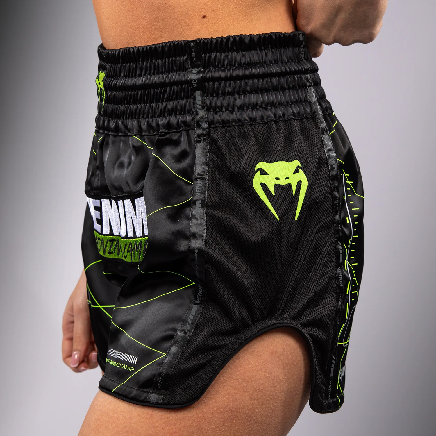 Venum Training Camp 4.0 Muay Thai Short - Black/Neon Green - Image 6