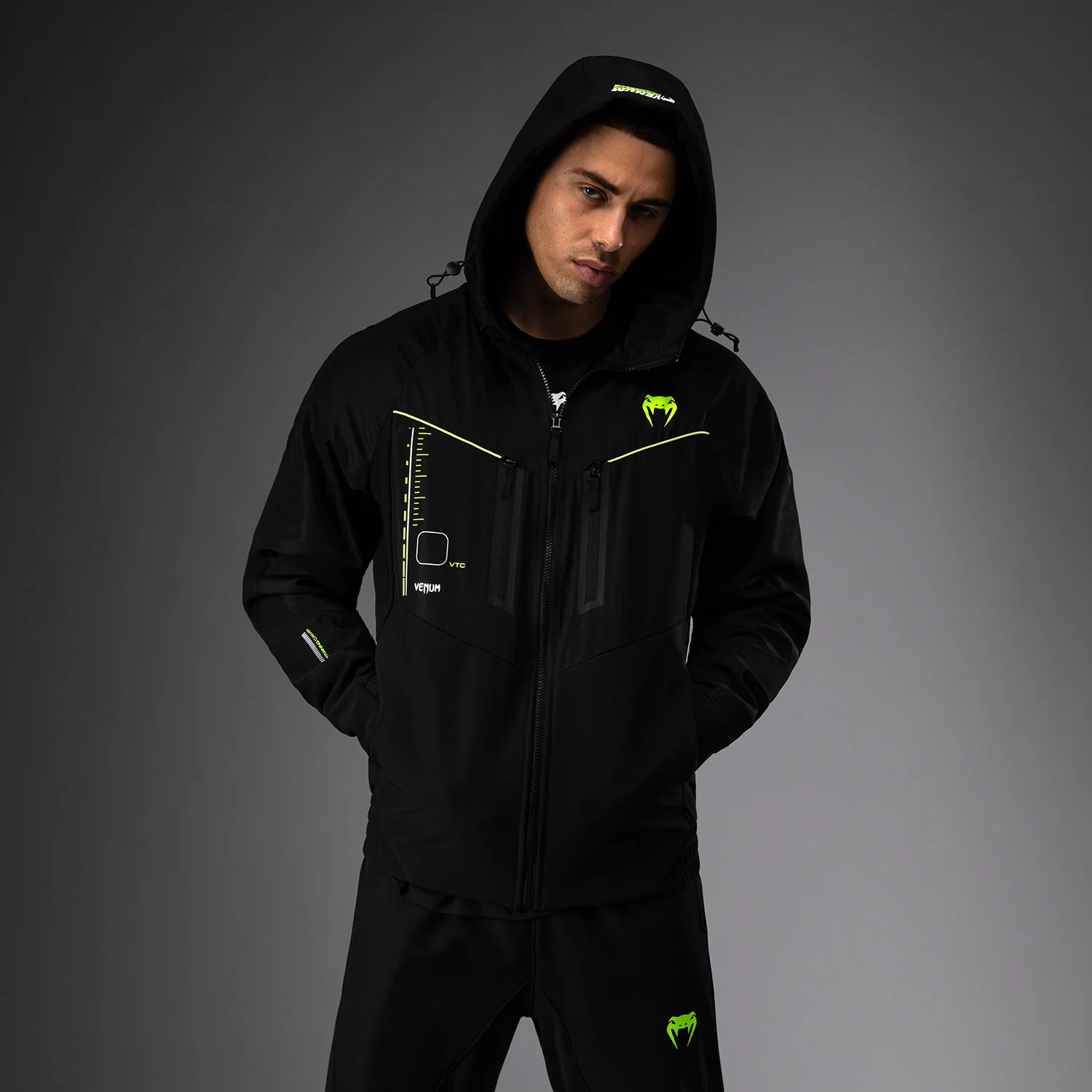 Venum Training Camp 4.0 Track Jacket - Black/Neon Green - Image 3