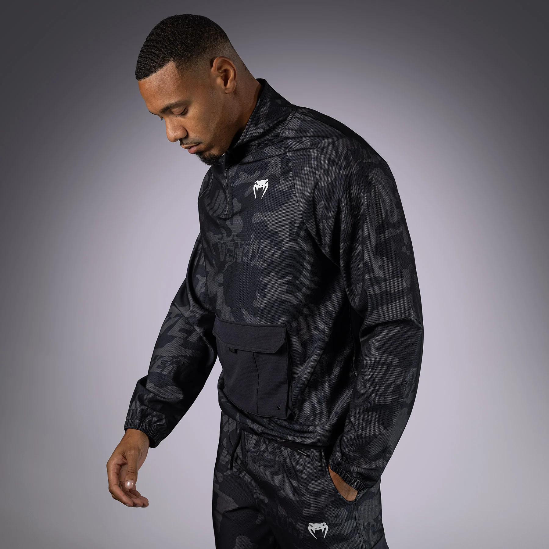 Venum Trooper Men's Half-Zip Jacket - Black/Dark Charcoal - Image 4