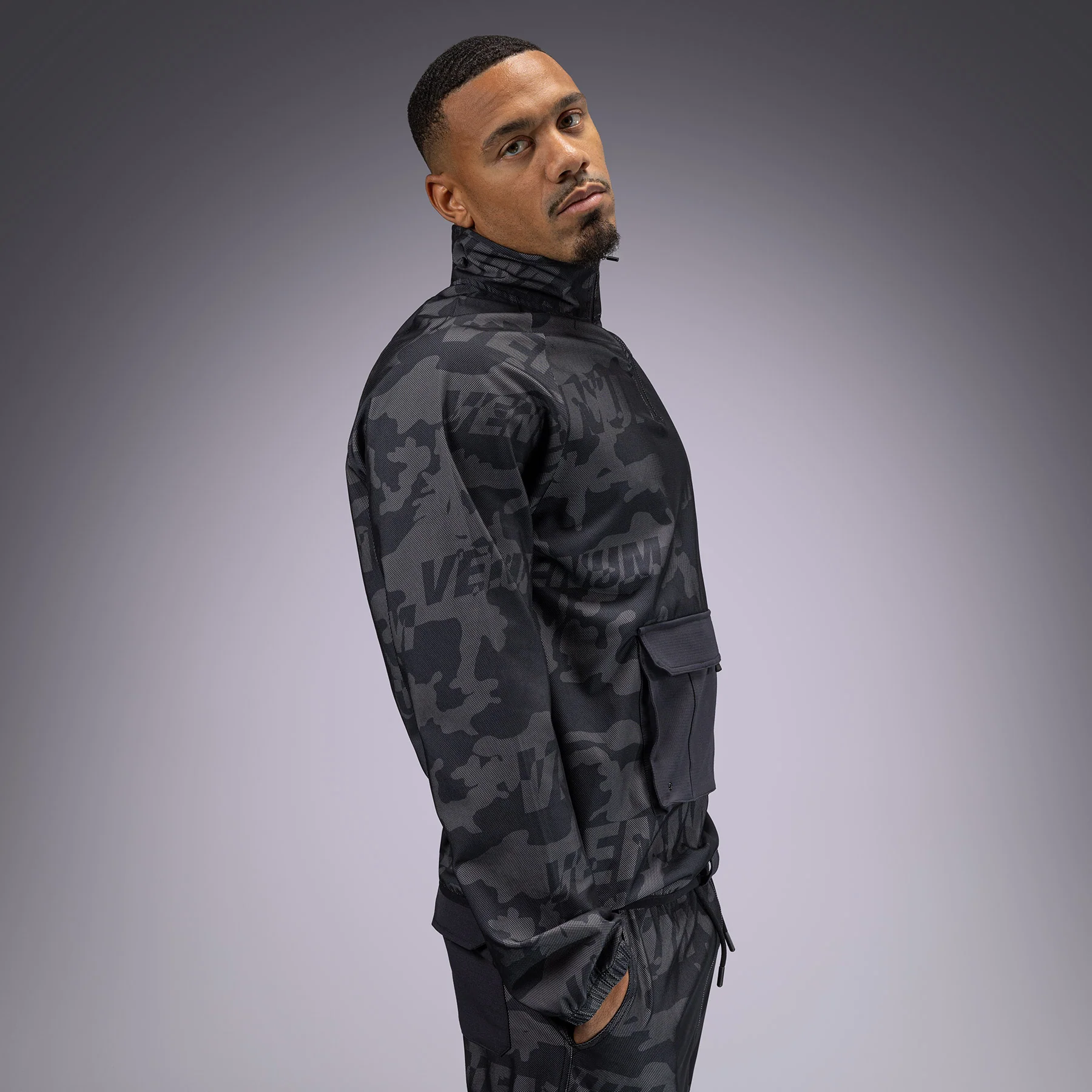 Venum Trooper Men's Half-Zip Jacket - Black/Dark Charcoal - Image 6