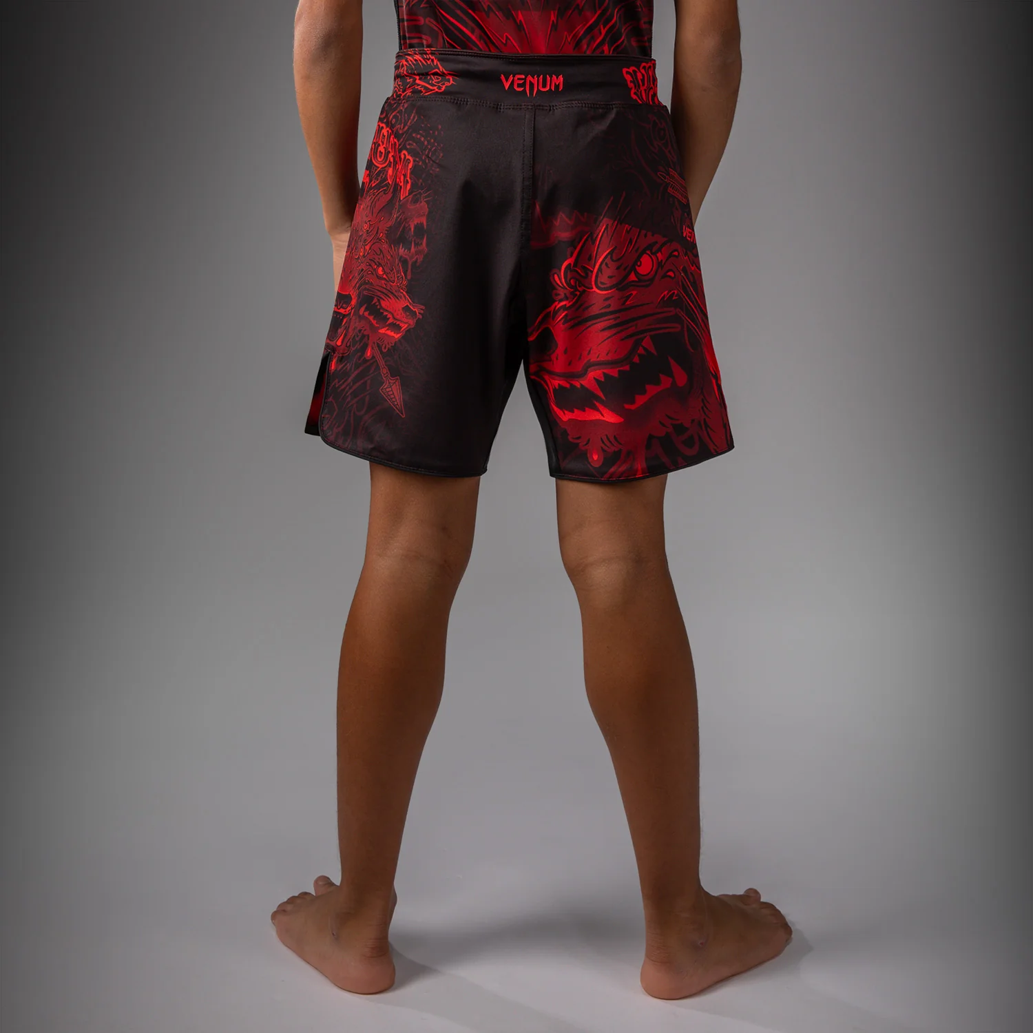 Venum Wolf Atak Kids Fightshorts - Black/Red - Image 4