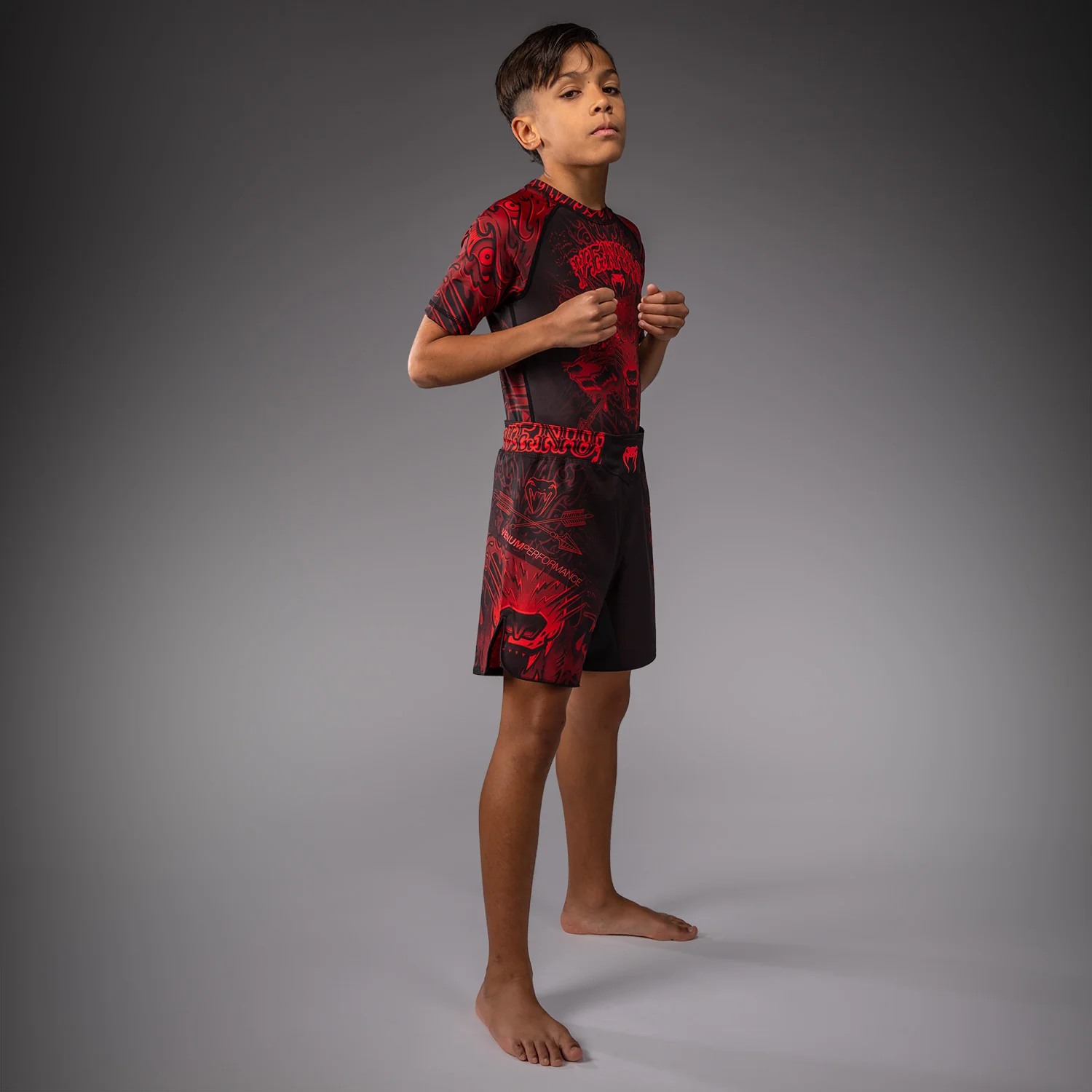 Venum Wolf Atak Kids Fightshorts - Black/Red - Image 7