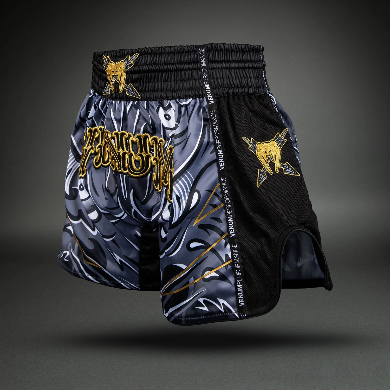 Venum Wolf Atak Muay Thai Shorts - Black/Grey - Image 2