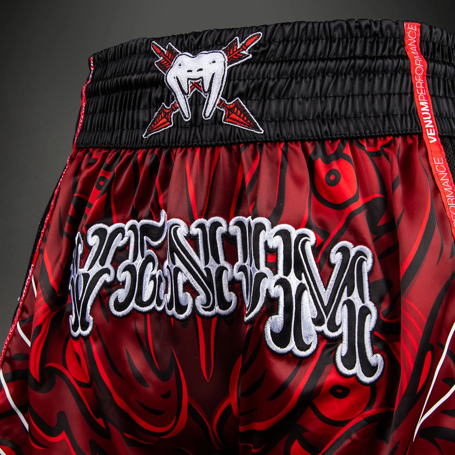 Venum Wolf Atak Muay Thai Shorts - Black/Red - Image 6
