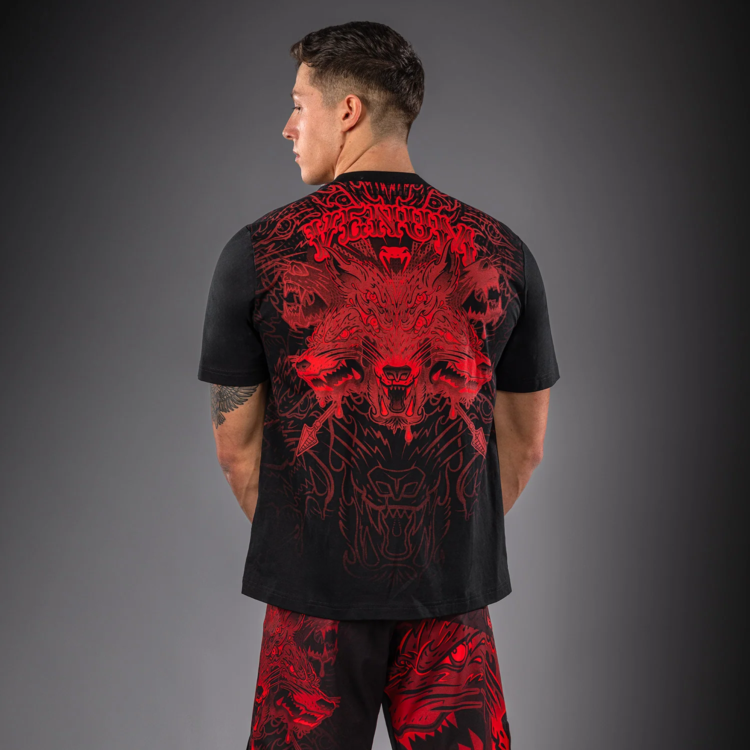 Venum Wolf Atak T-Shirt - Black/Red - Image 4