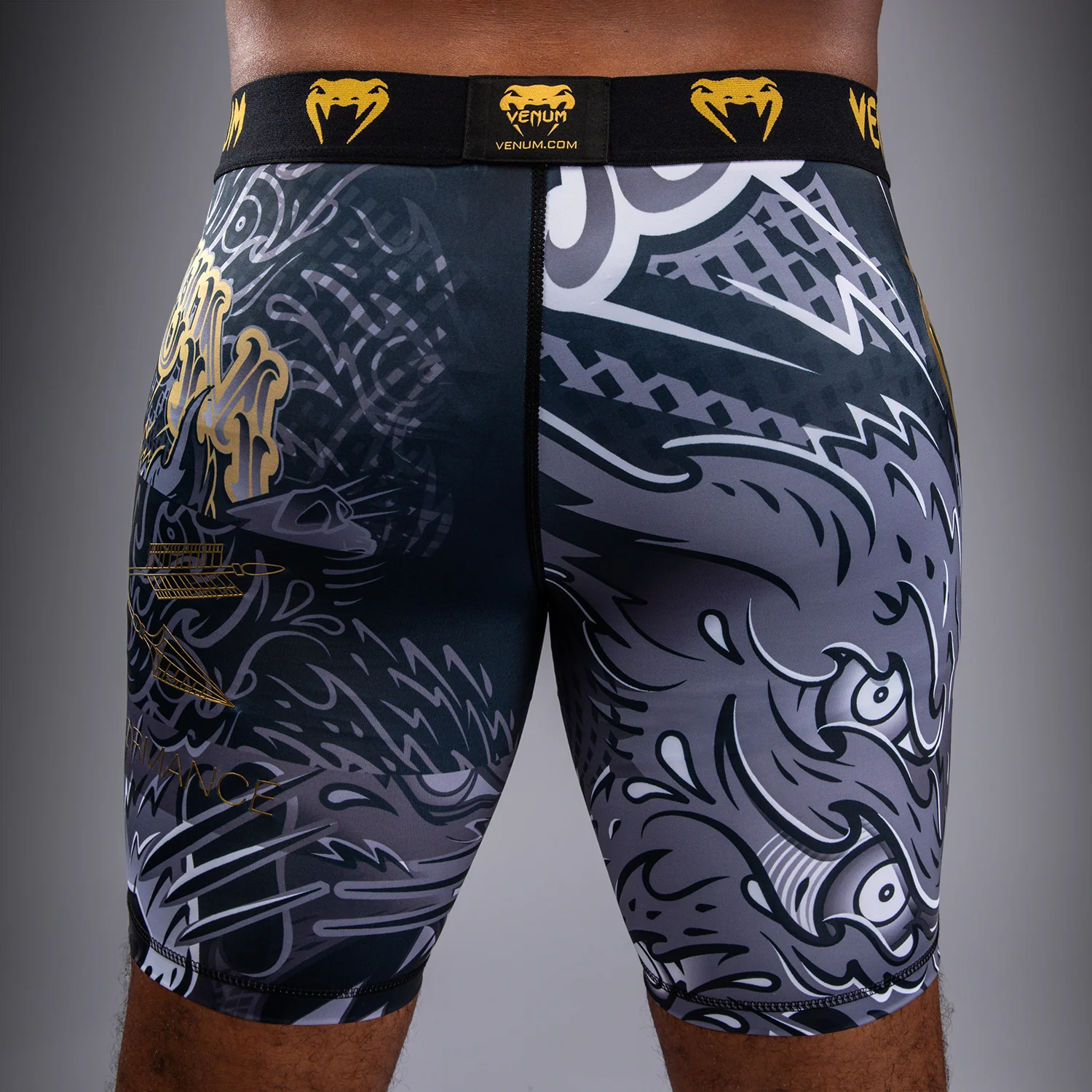 Venum Wolf Atak Vale Tudo Shorts - Black/Grey - Image 8