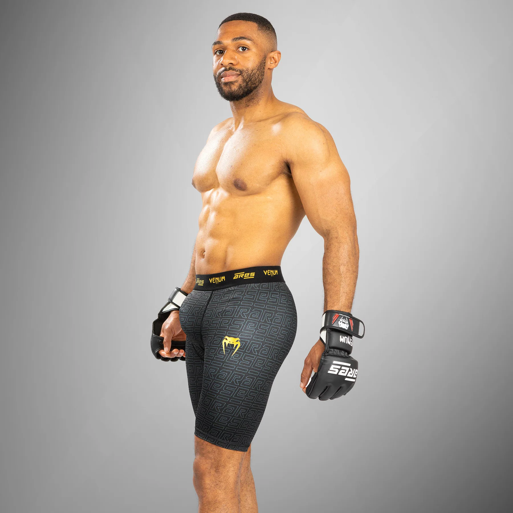 Venum x Ares Men’s Vale Tudo Shorts - Black/Gold - Image 2