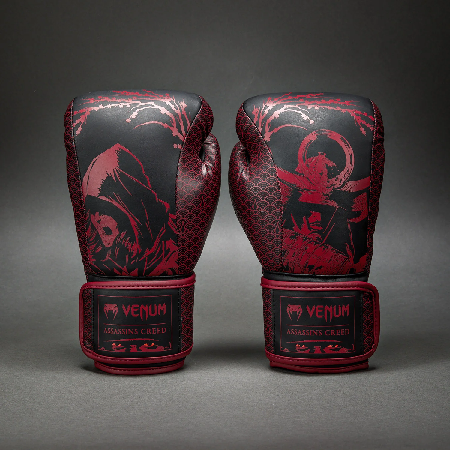 Venum x Assassin's Creed Shadows Boxing Gloves - Burgundy/Black - Image 3