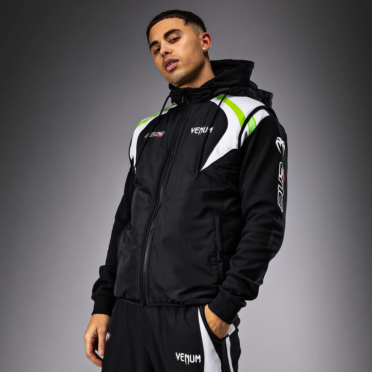 Venum x Bud Racing Down Jacket - Black/White/Lime Green - Image 3