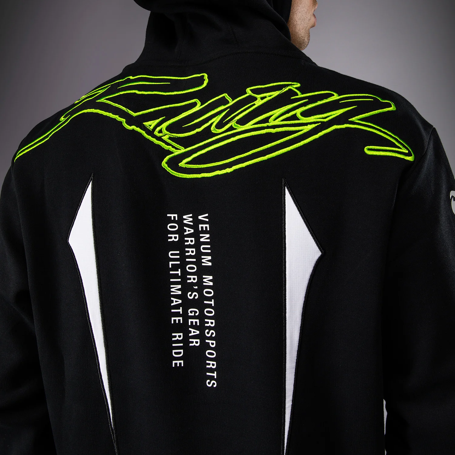Venum x Bud Racing Men’s Hoodie - Black/White/Lime Green - Image 7