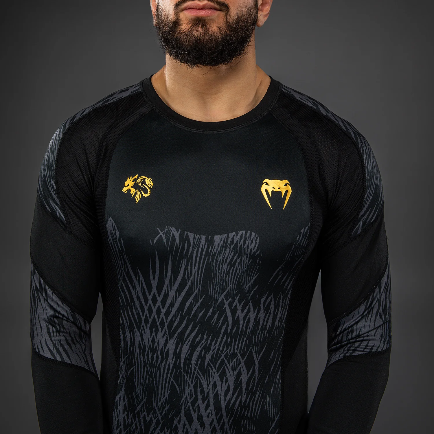 Venum x Chimaev Rashguards - Black/Grey - Image 5