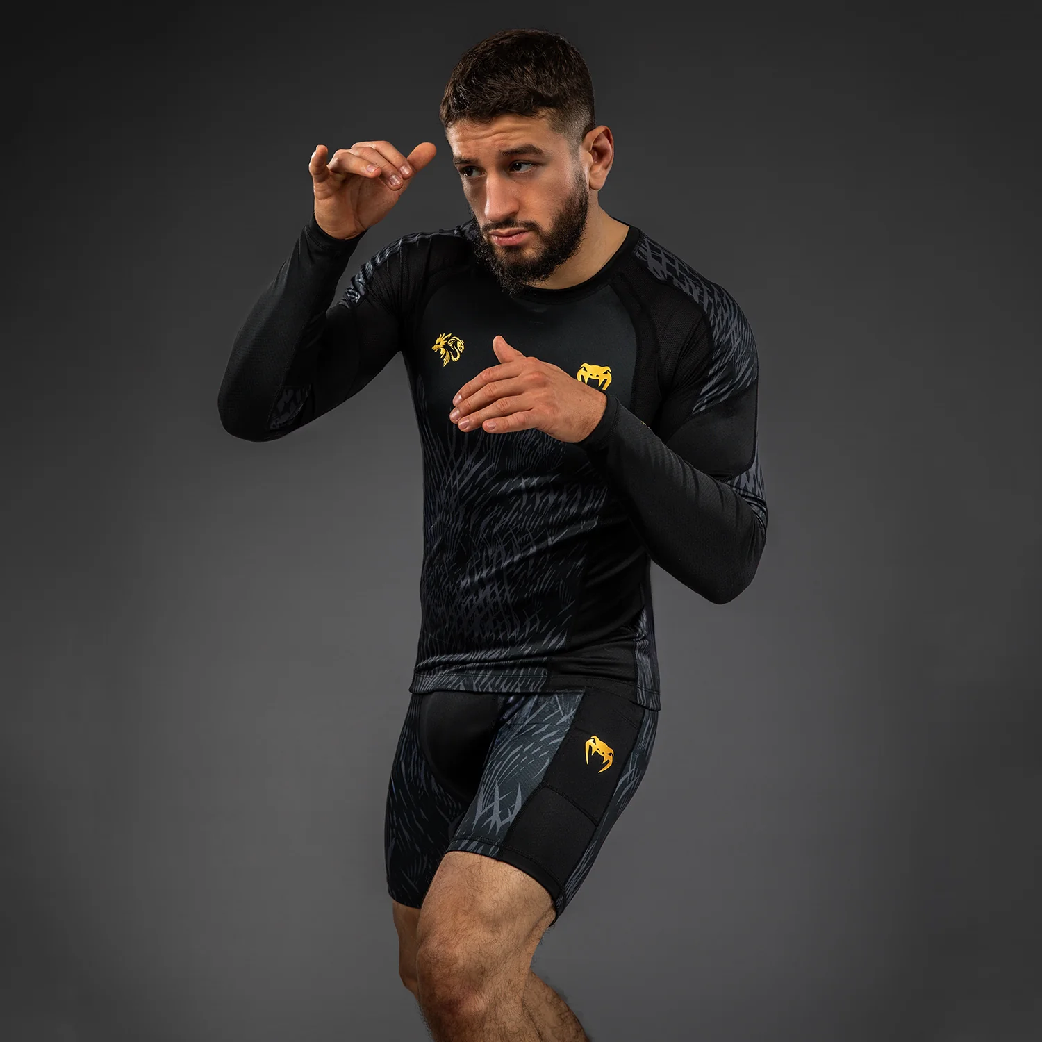 Venum x Chimaev Rashguards - Black/Grey - Image 8