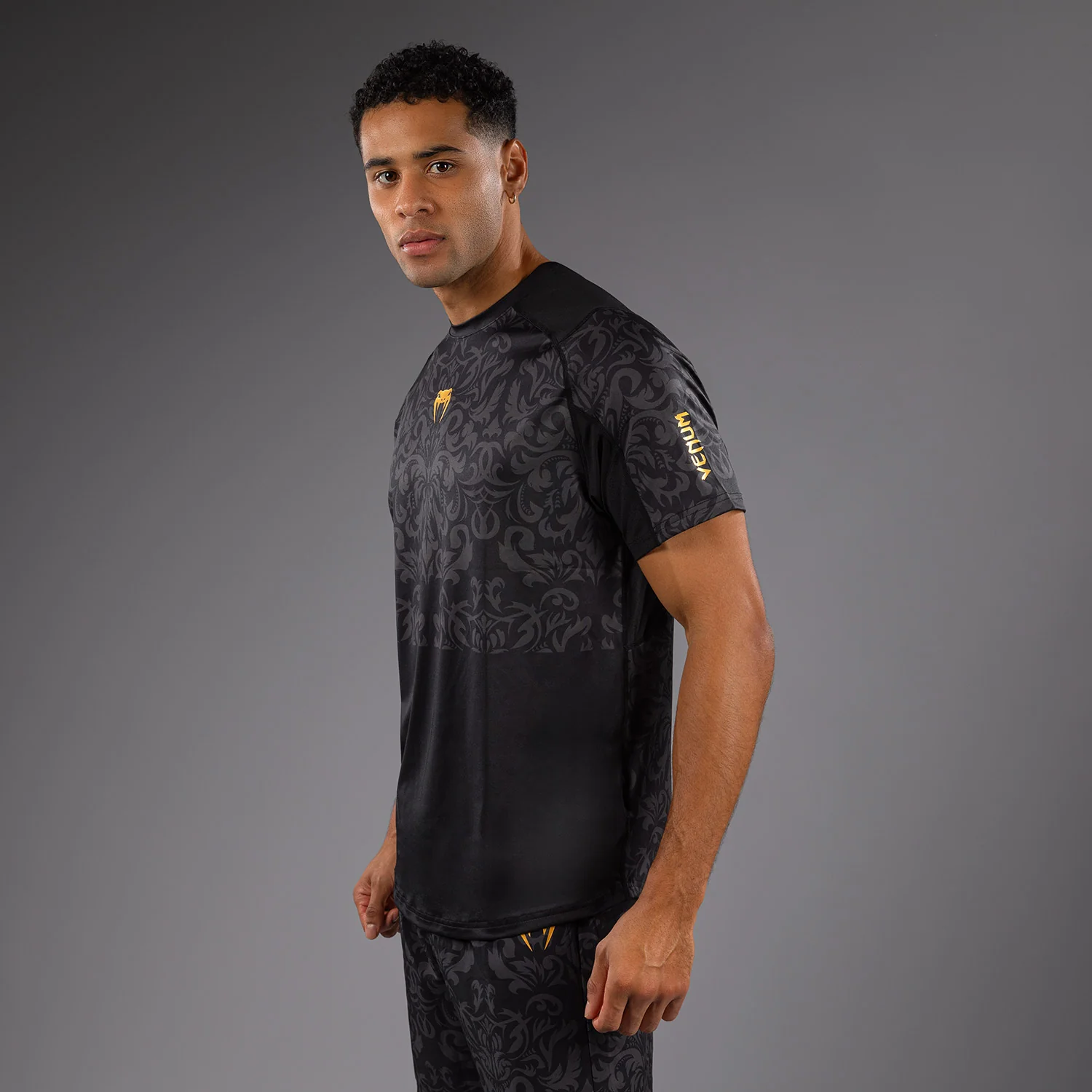 Venum x Topuria Unmatched Edition Dry-Tech Shirt - Black/Gold - Image 2