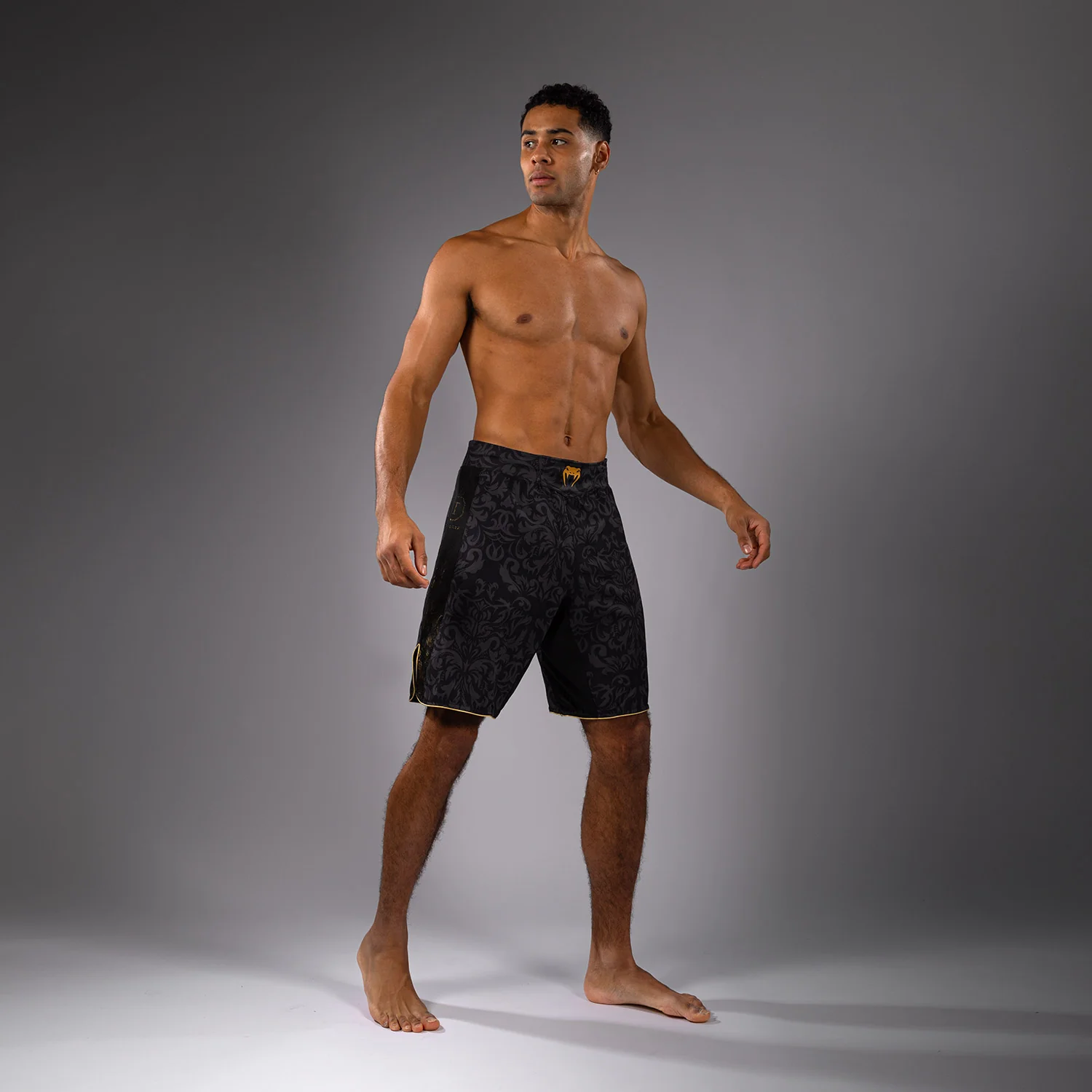 Venum x Topuria Unmatched Edition Fight Shorts - Black/Gold - Image 2