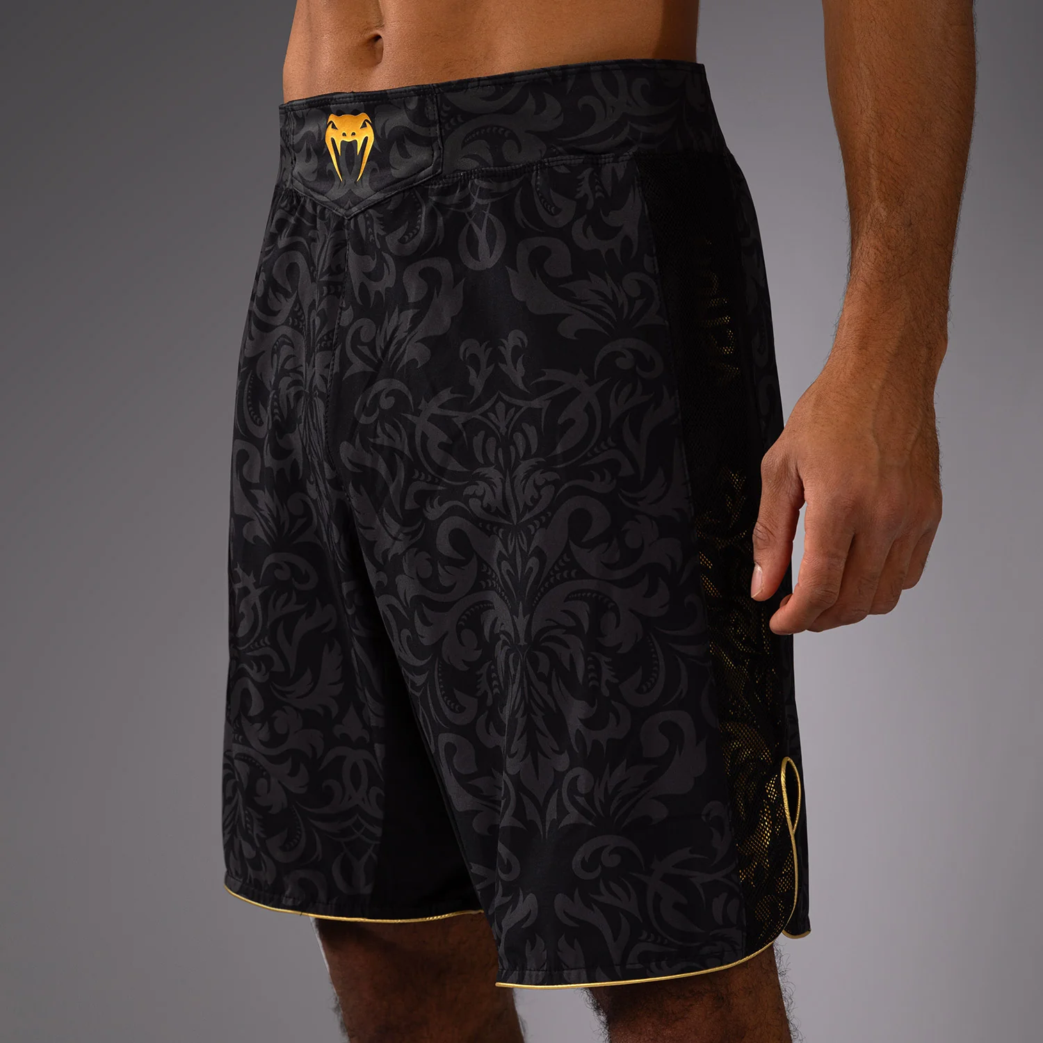 Venum x Topuria Unmatched Edition Fight Shorts - Black/Gold - Image 5