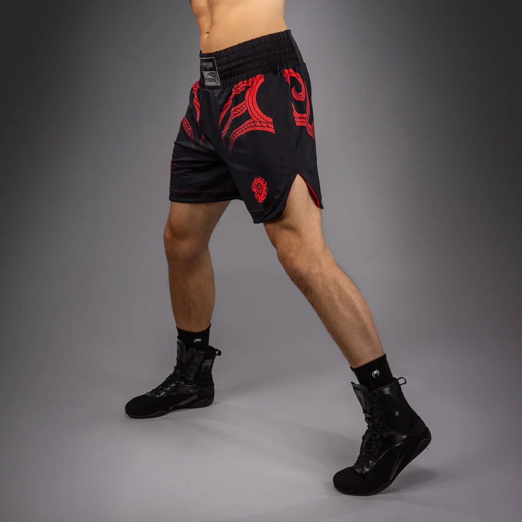 Venum x Mike Tyson Tiger Boxing Shorts - Deep Black/Intense Red - Image 2