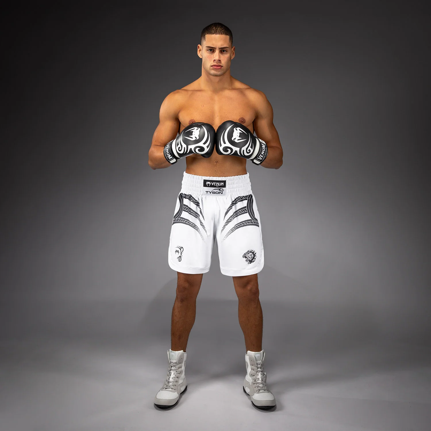 Venum x Mike Tyson Tiger Boxing Shorts - Optical White/Deep Black - Image 4