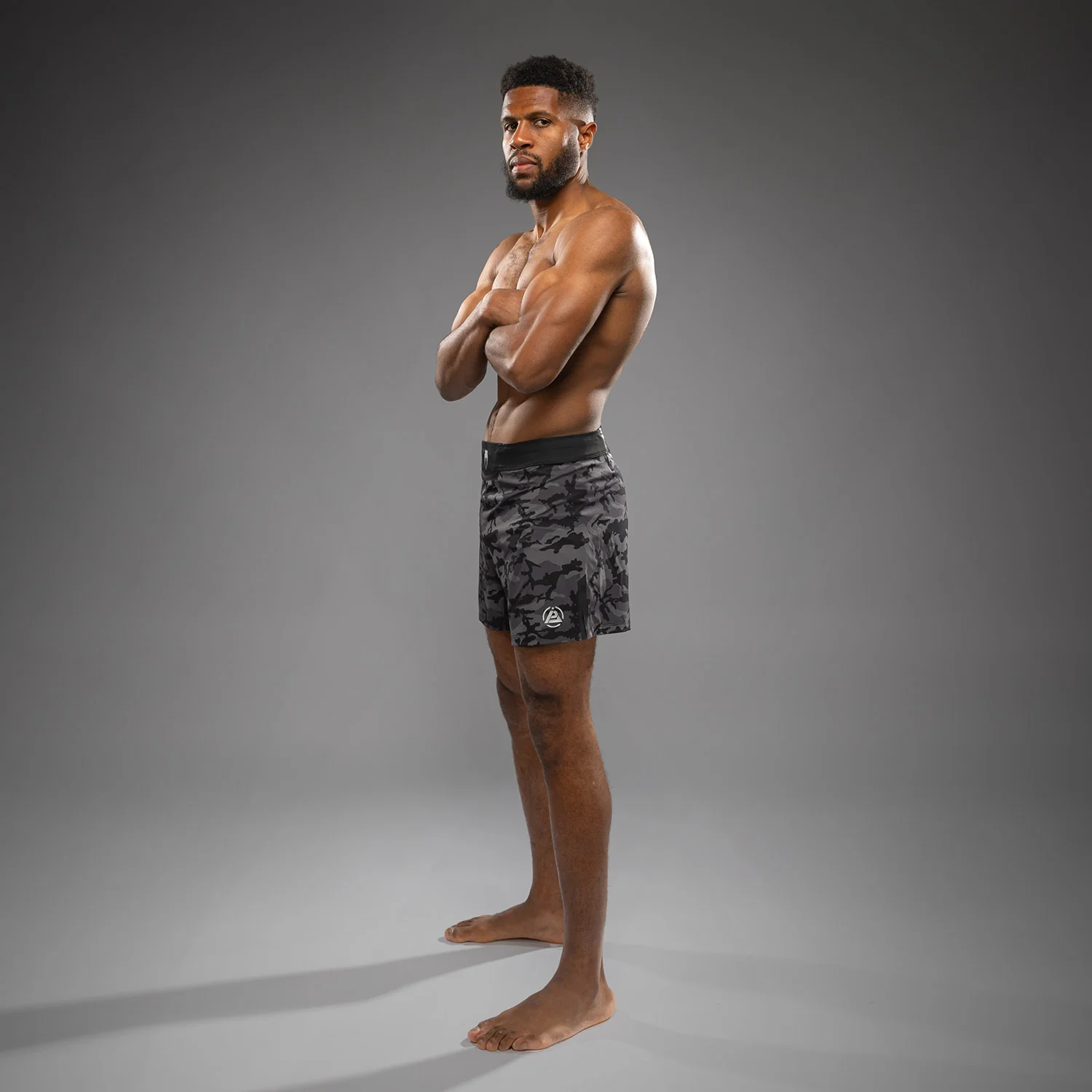 Venum x Polaris Fight Shorts - Black/Storm Grey - Image 2