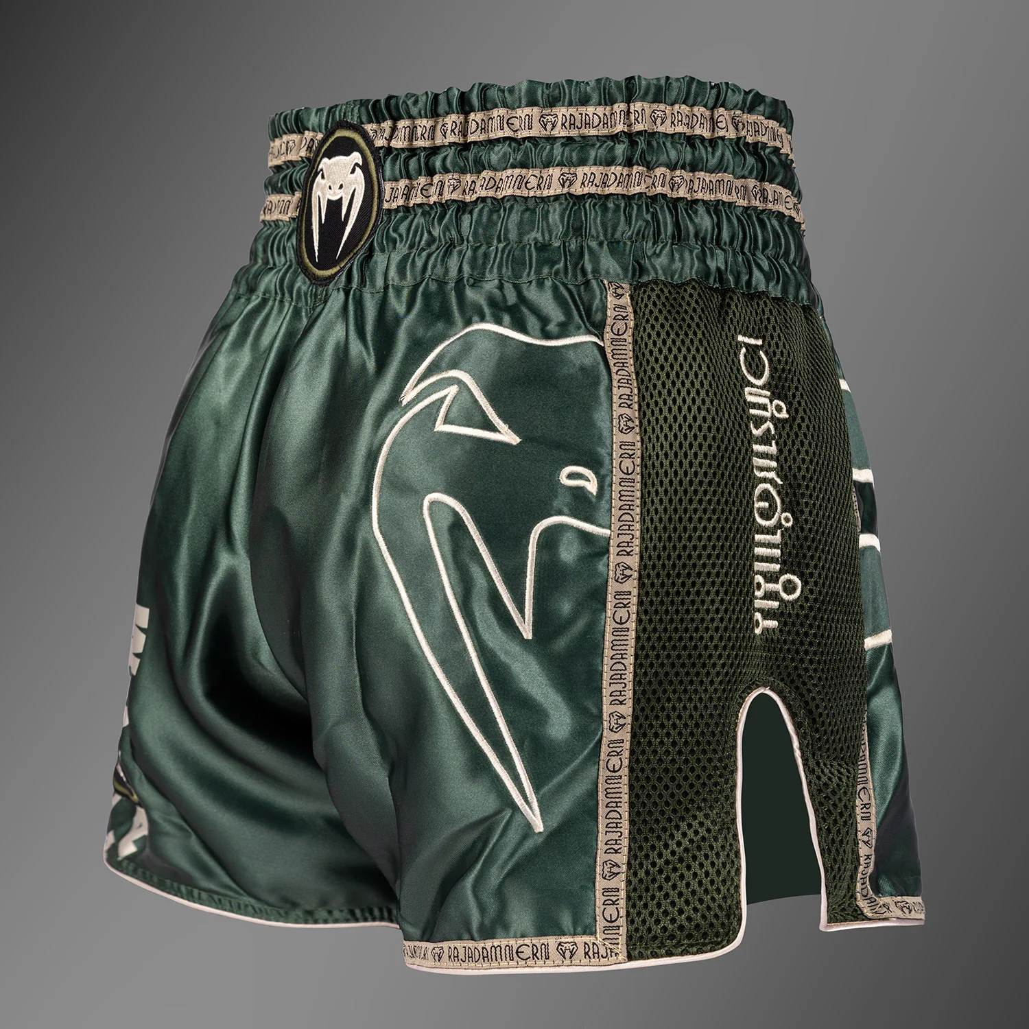 Venum x Rajadamnern Muay Thai Shorts - Military Green - Image 3