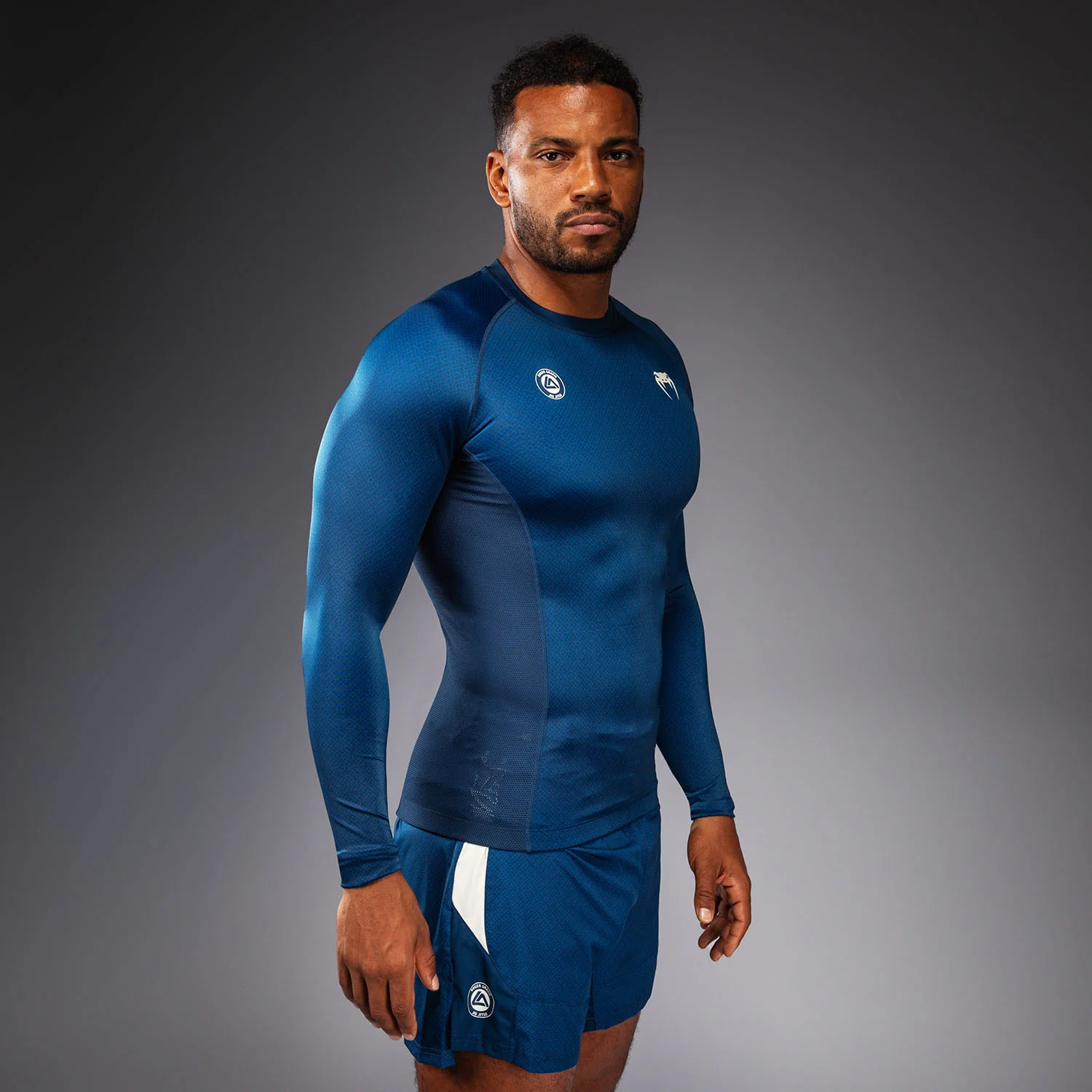Venum x Roger Gracie Academy Long Sleeve Rashguard - Blue - Image 2