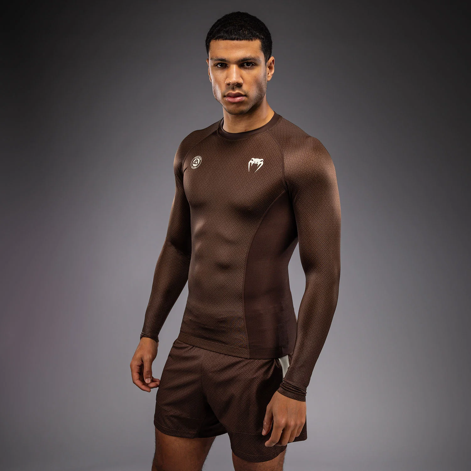 Venum x Roger Gracie Academy Long Sleeve Rashguard - Dark Brown - Image 2