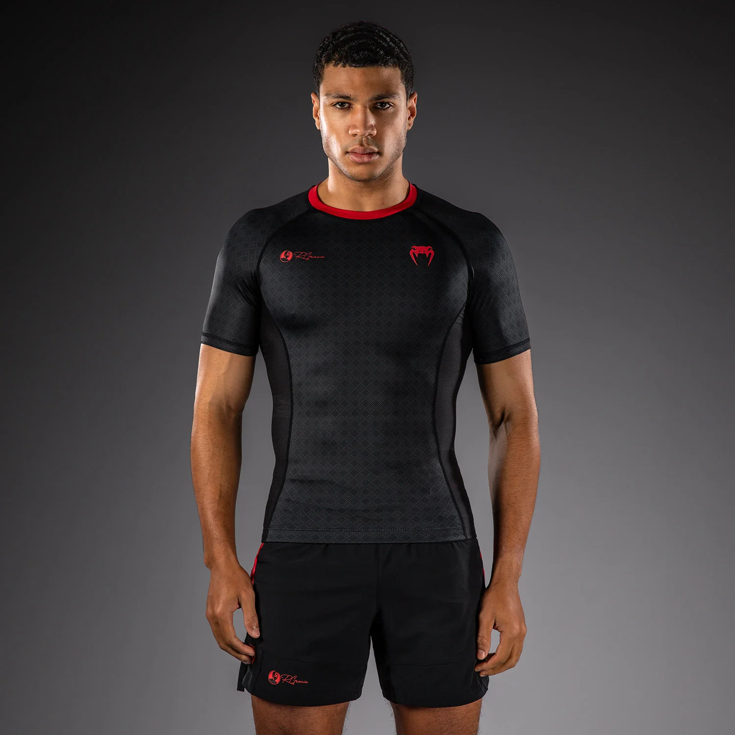 Venum x Roger Gracie Signature Short Sleeve Rashguard - Black/Red