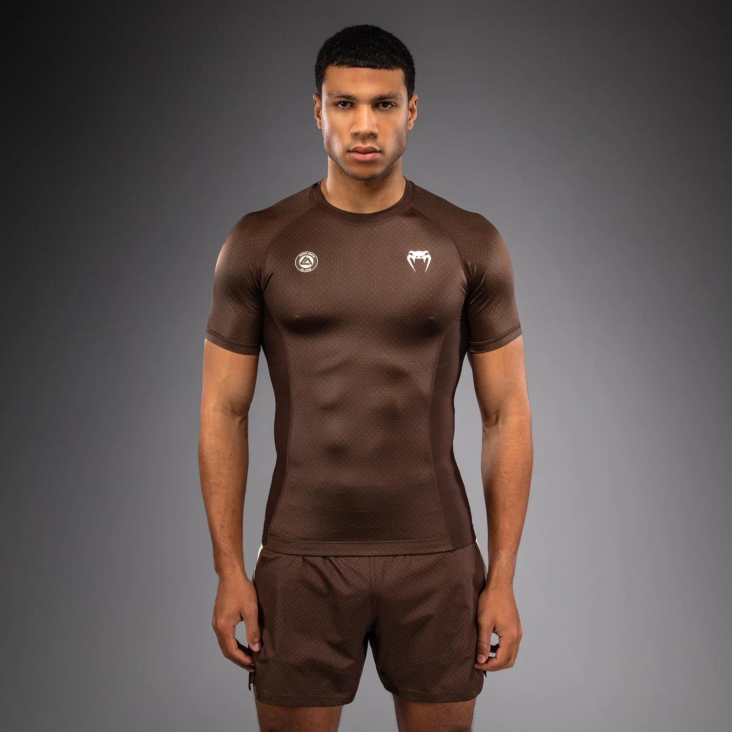 Venum x Roger Gracie Academy Short Sleeve Rashguard - Dark Brown - Image 2