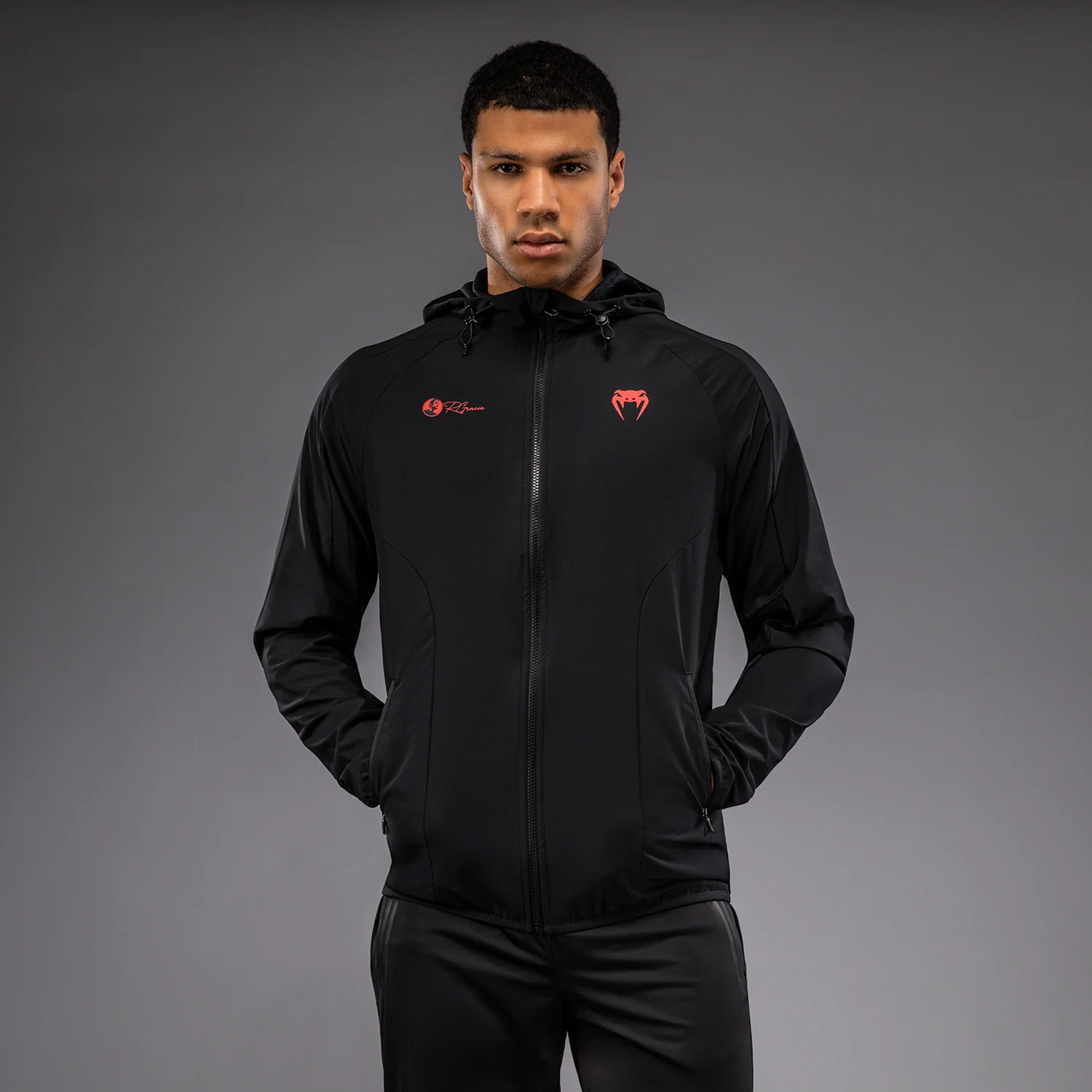 Venum x Roger Gracie Signature Track Jacket - Black/Red - Image 2