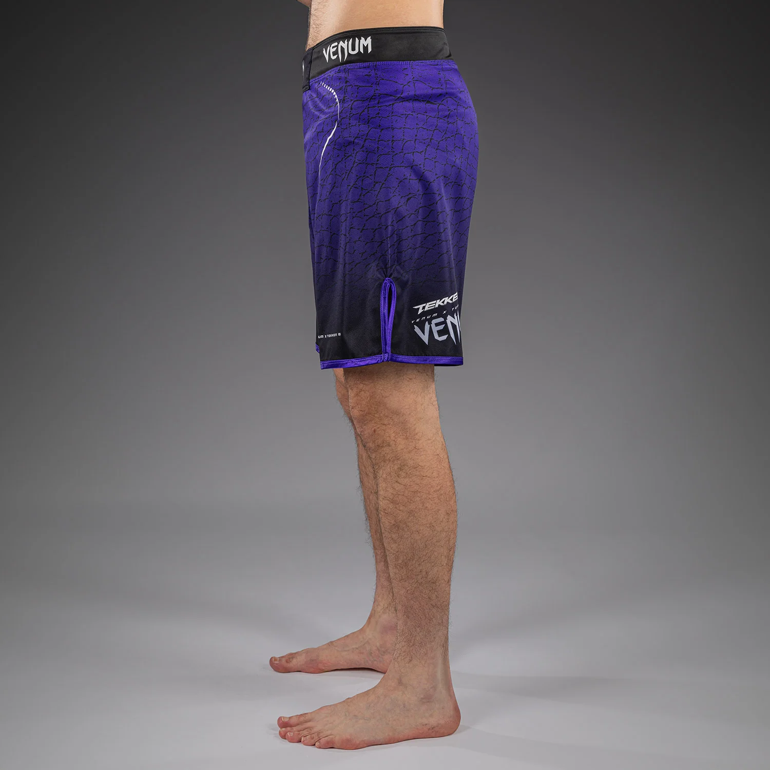 Venum x TEKKEN 8 Fight Shorts - Kazuya - Black/Purple - Image 3