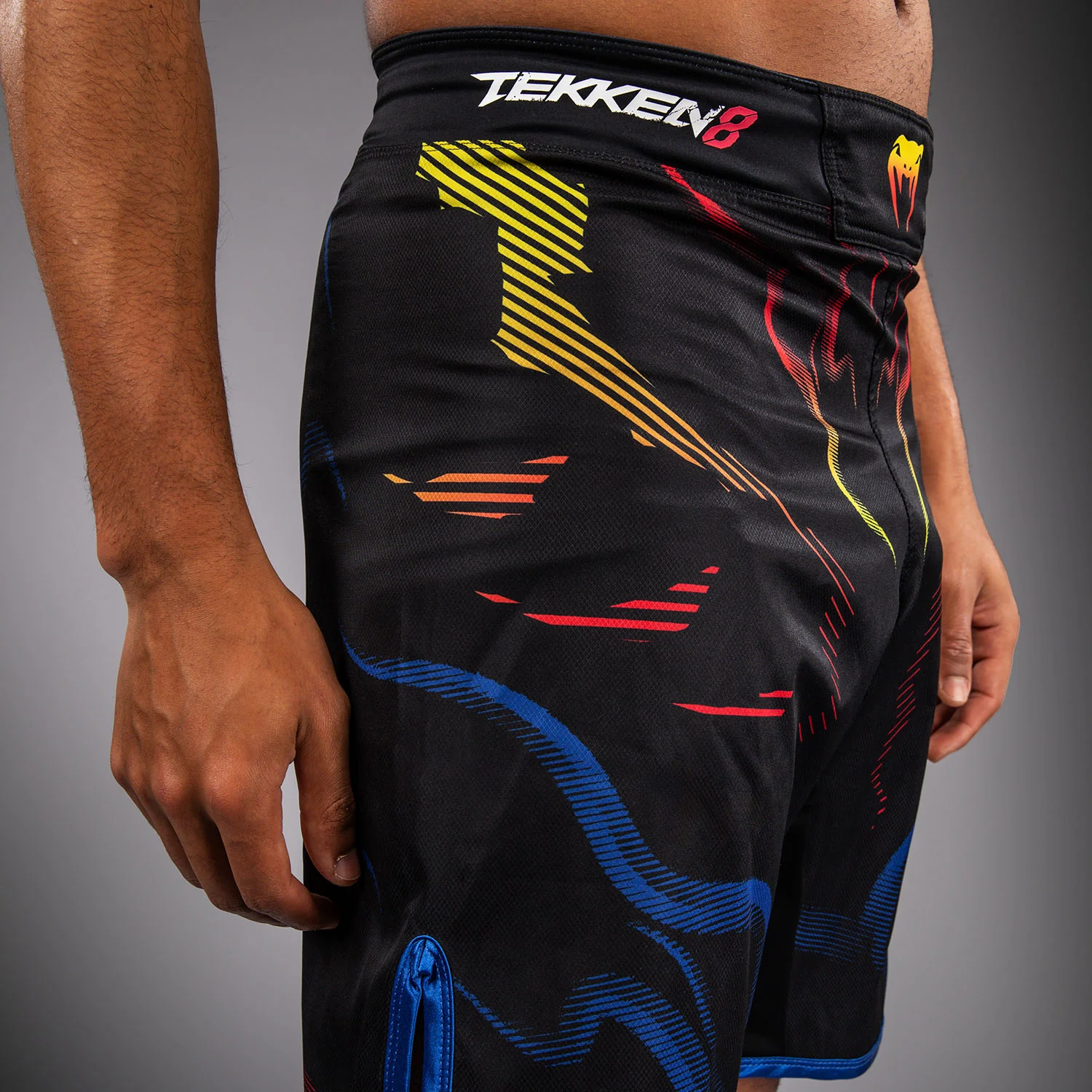 Venum x TEKKEN 8 Fight Shorts - Yoshimitsu - Black/Orange - Image 6