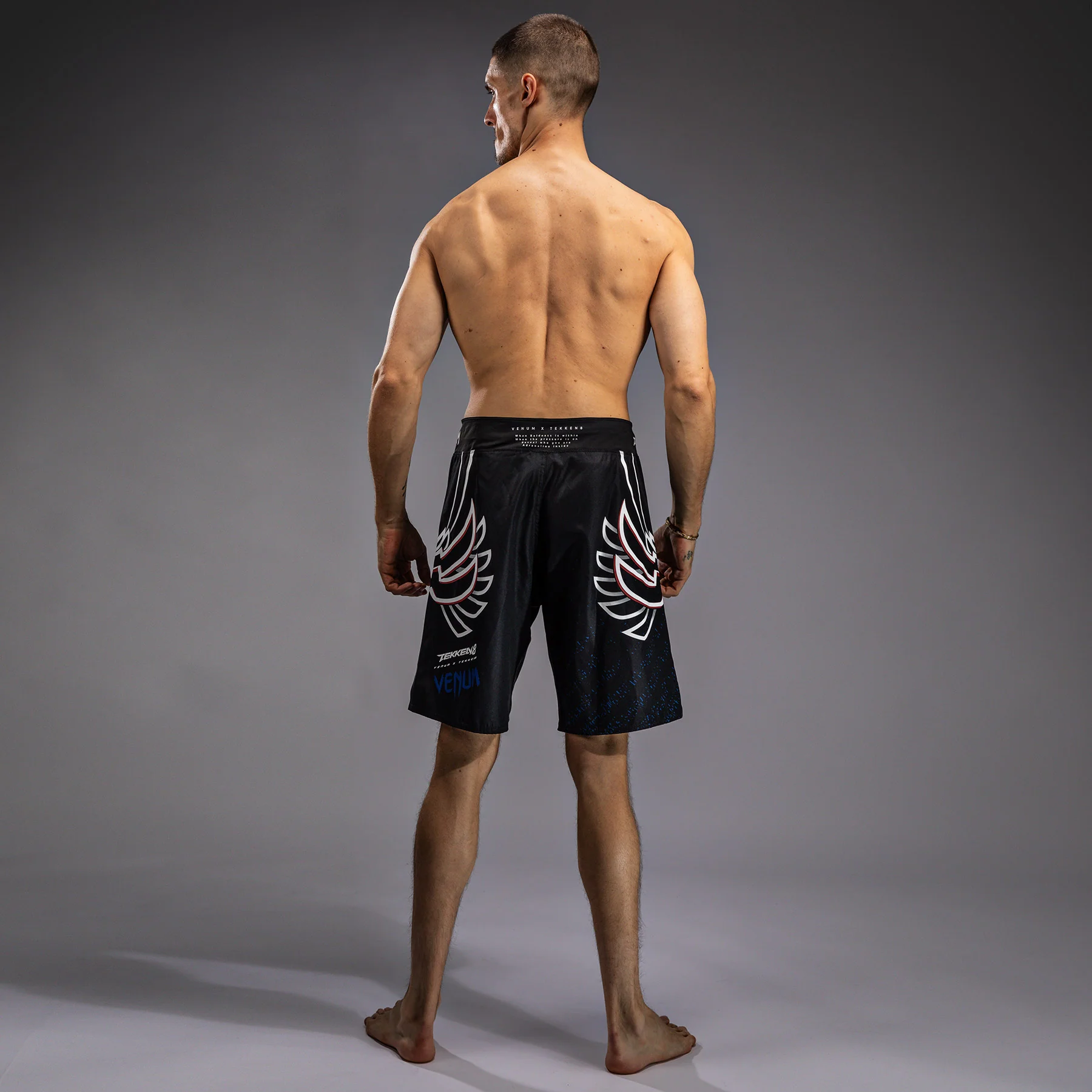 Venum x TEKKEN 8 - Jin Kazama Fight Shorts - Blue/Black/White - Image 4