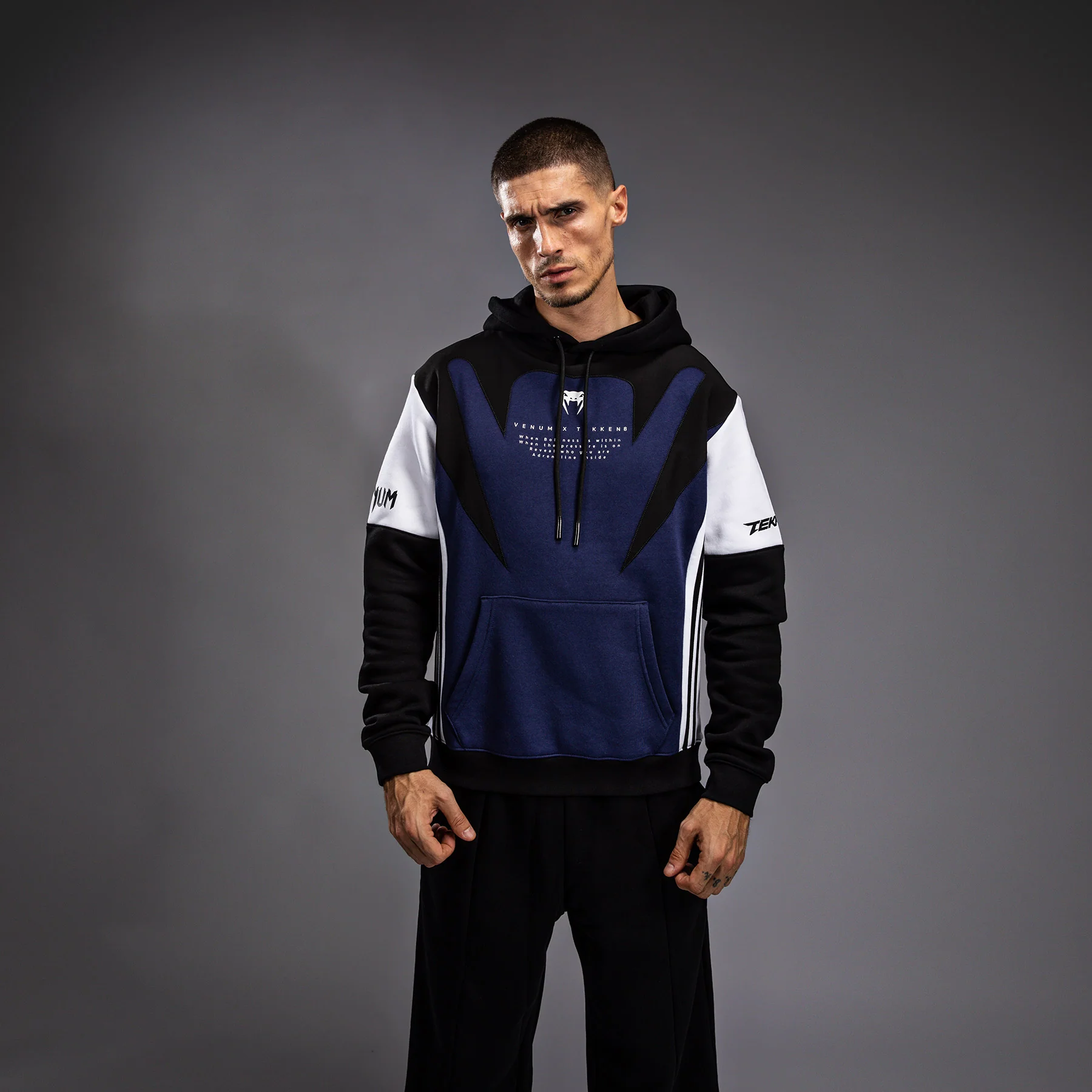 Venum x TEKKEN 8 - Jin Kazama Hoodie - Blue/Black/White - Image 6