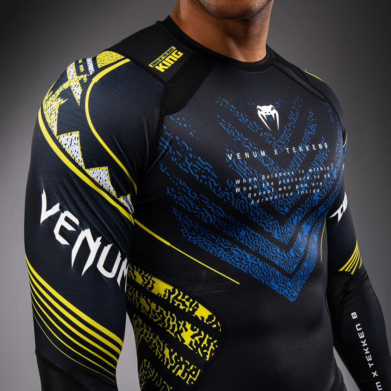 Venum x TEKKEN 8 Long Sleeve Rashguard - King - Black/Yellow - Image 5