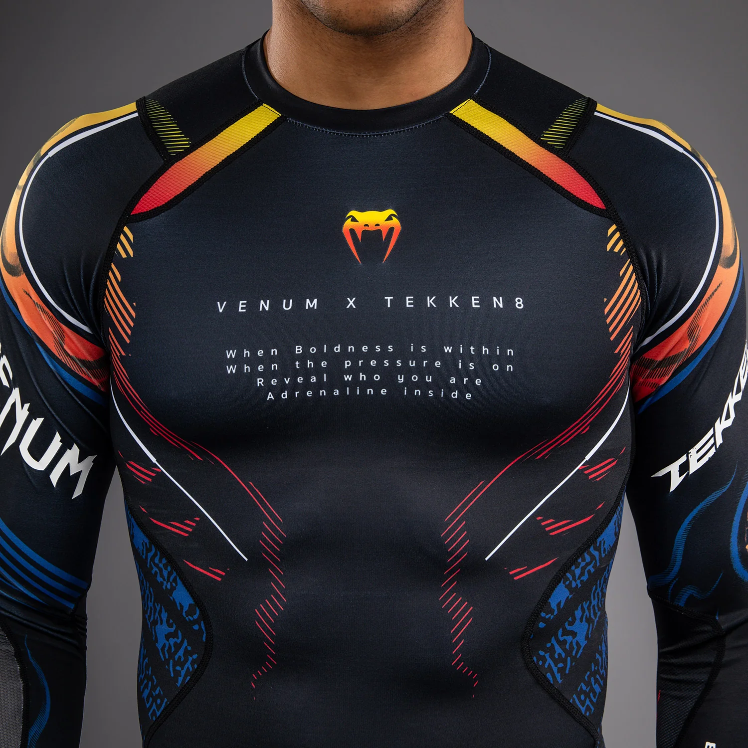 Venum x TEKKEN 8 Long Sleeve Rashguard - Yoshimitsu - Black/Orange - Image 5