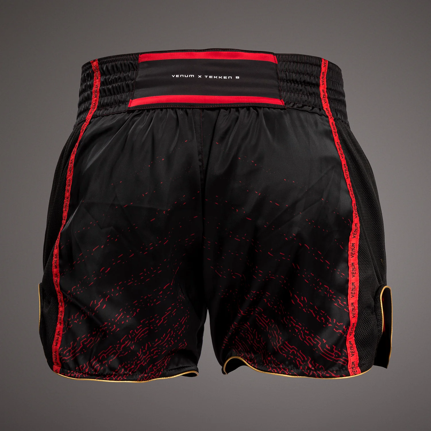 Venum x TEKKEN 8 - Marshall Law Muay Thai Shorts - Black/Red/Gold - Image 3