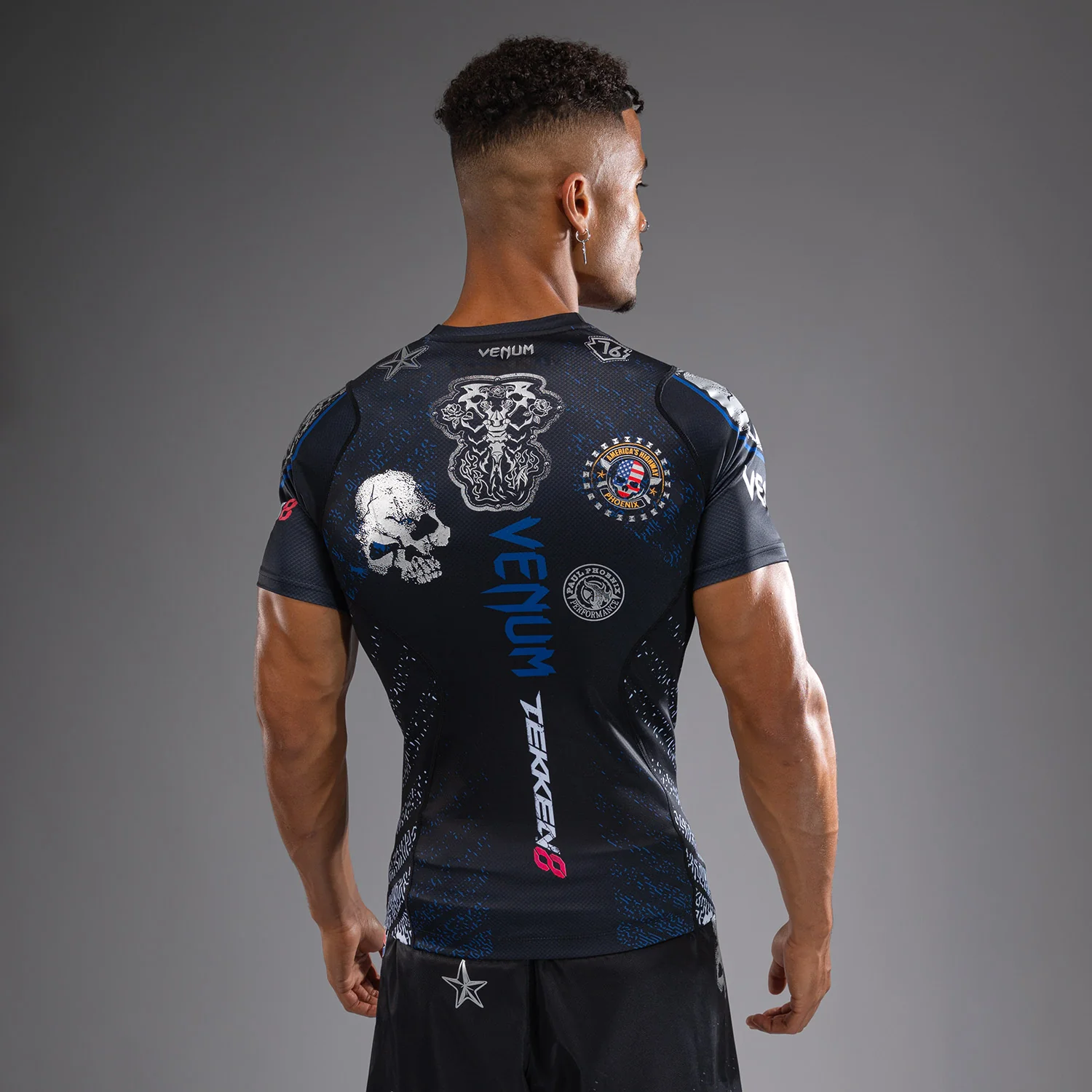 Venum x TEKKEN 8 - Paul Phoenix Rashguard - Black/Blue - Image 2