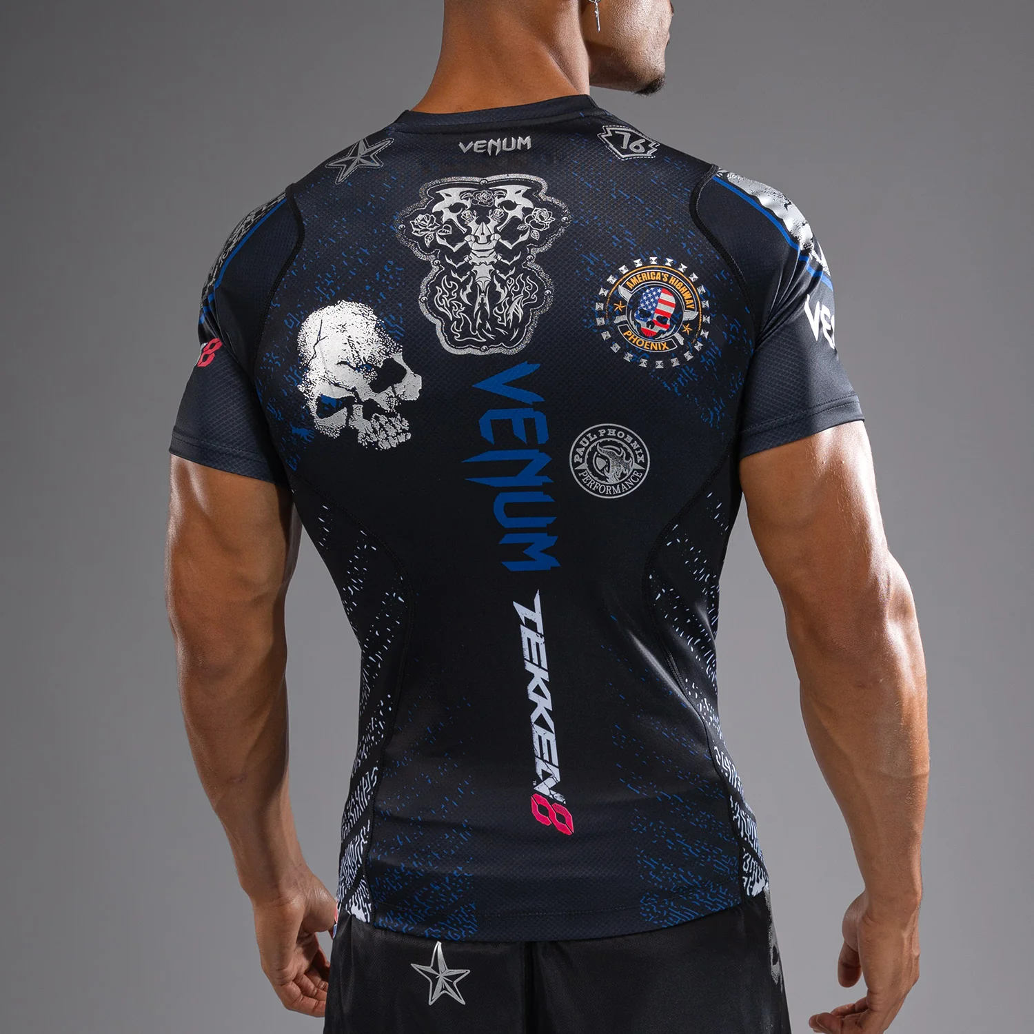 Venum x TEKKEN 8 - Paul Phoenix Rashguard - Black/Blue - Image 5