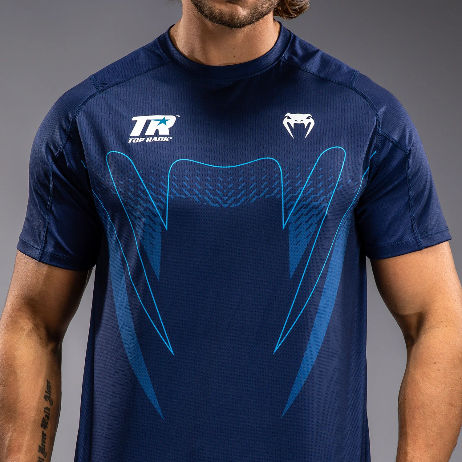 Venum x Top Rank Original Men's Dry Tech Shirt - Navy Blue - Image 5