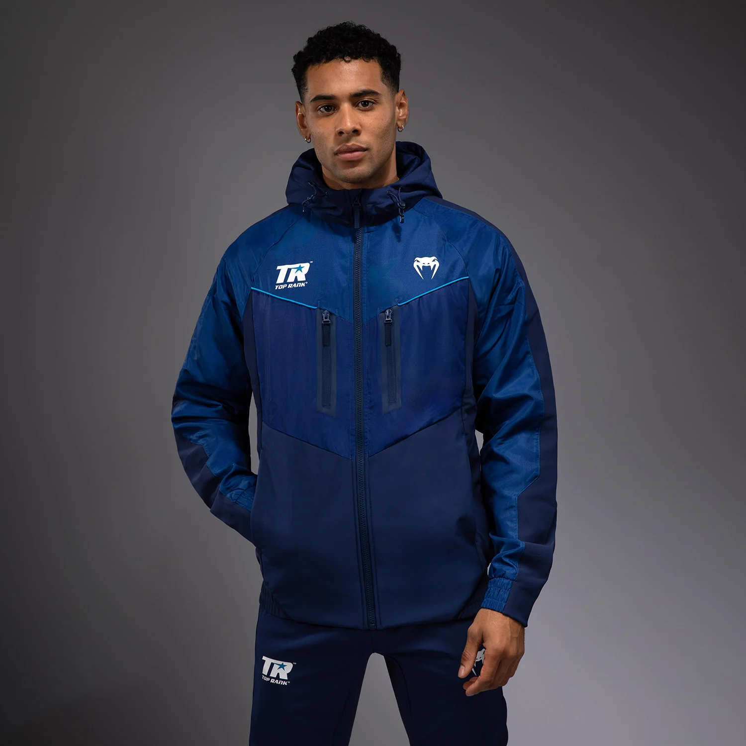 Venum x Top Rank Original Men's Full Zip Hoodie - Navy Blue - Image 3
