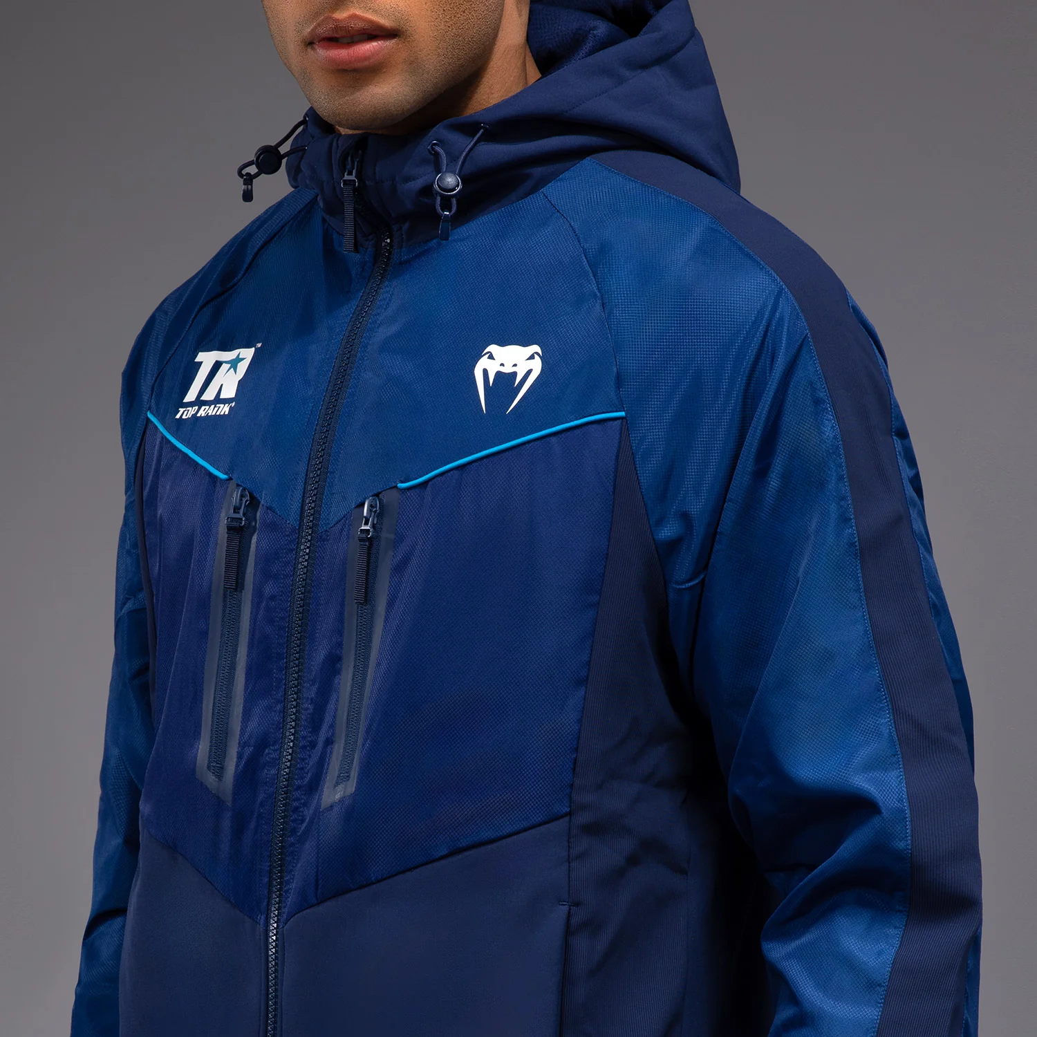 Venum x Top Rank Original Men's Full Zip Hoodie - Navy Blue - Image 5