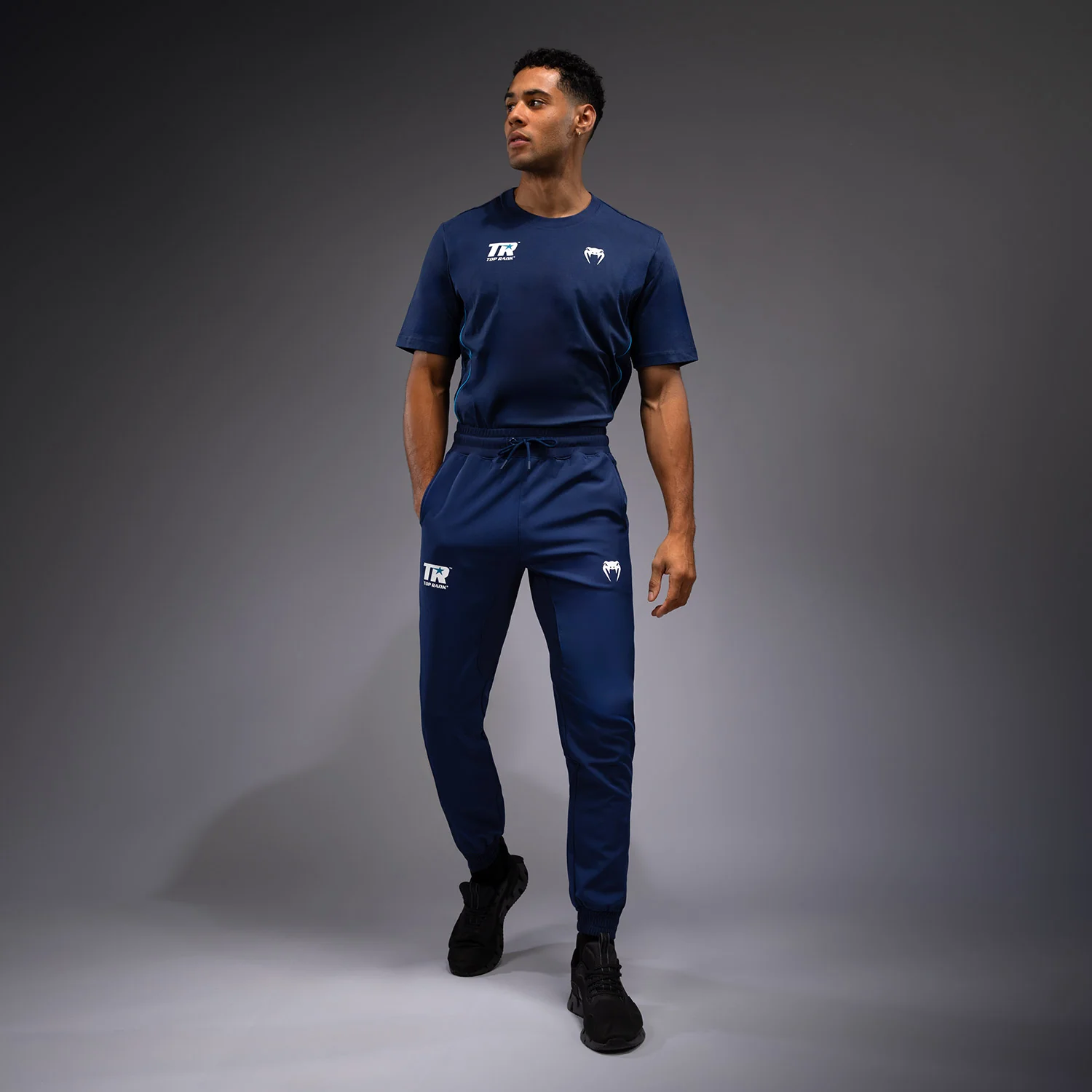 Venum x Top Rank Original Men's Performance Joggers - Navy Blue - Image 2