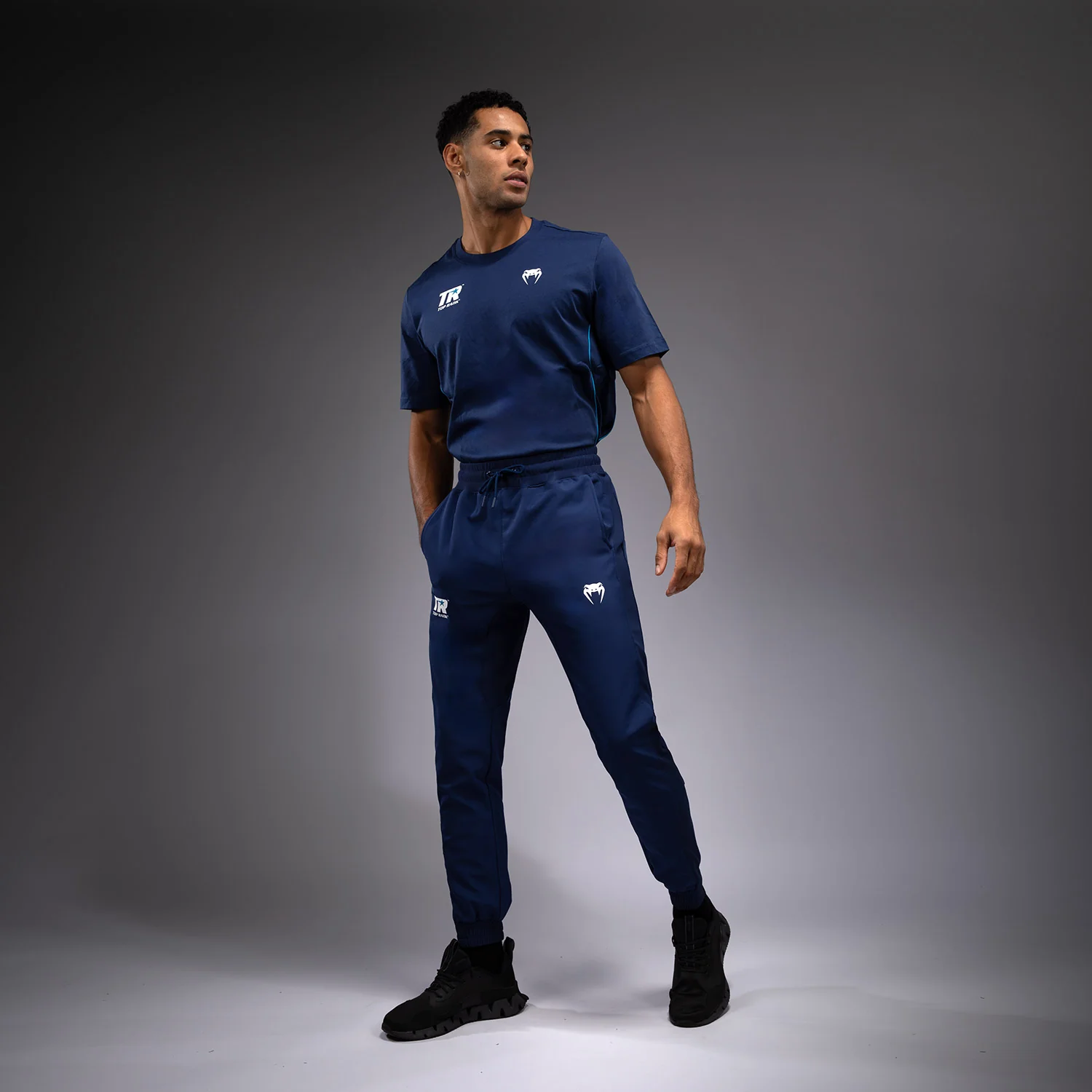 Venum x Top Rank Original Men's Performance Joggers - Navy Blue - Image 3