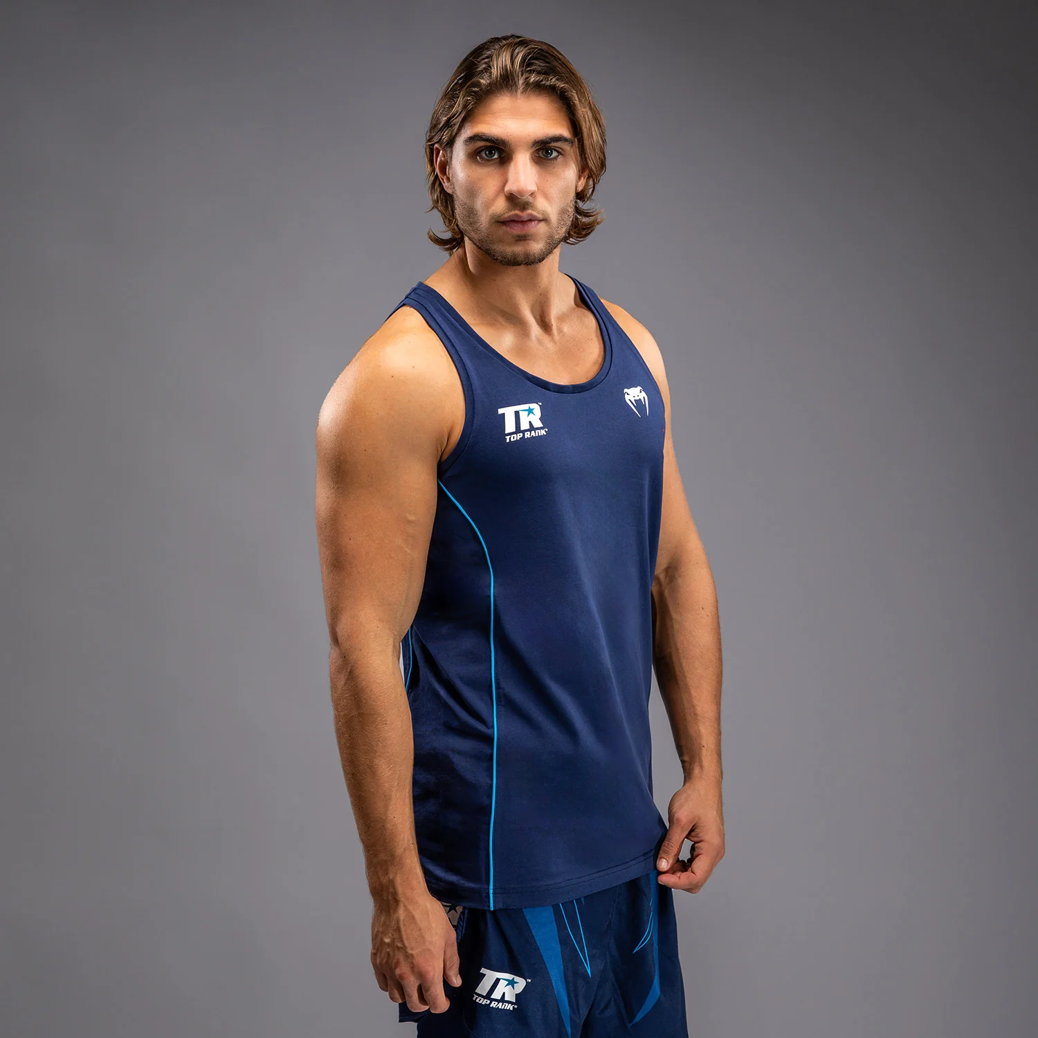 Venum x Top Rank Original Men's Tank Top - Navy Blue - Image 4