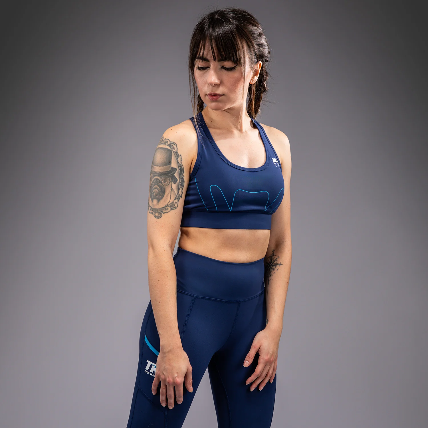 Venum x Top Rank Original Women's Sports Bra - Navy Blue - Image 3