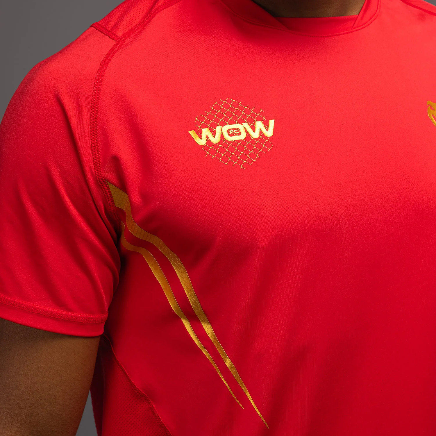 Venum x WOW FC Dry-Tech T-Shirt - Fury Red/Gold - Image 6