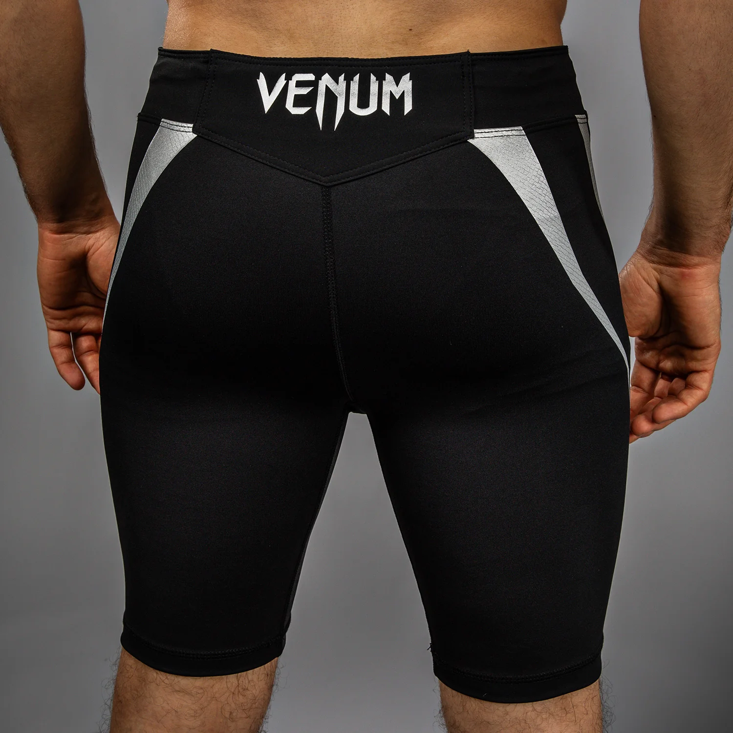 Venum x WOW FC Men’s Vale Tudo Shorts - Black/ Silver Grey - Image 6