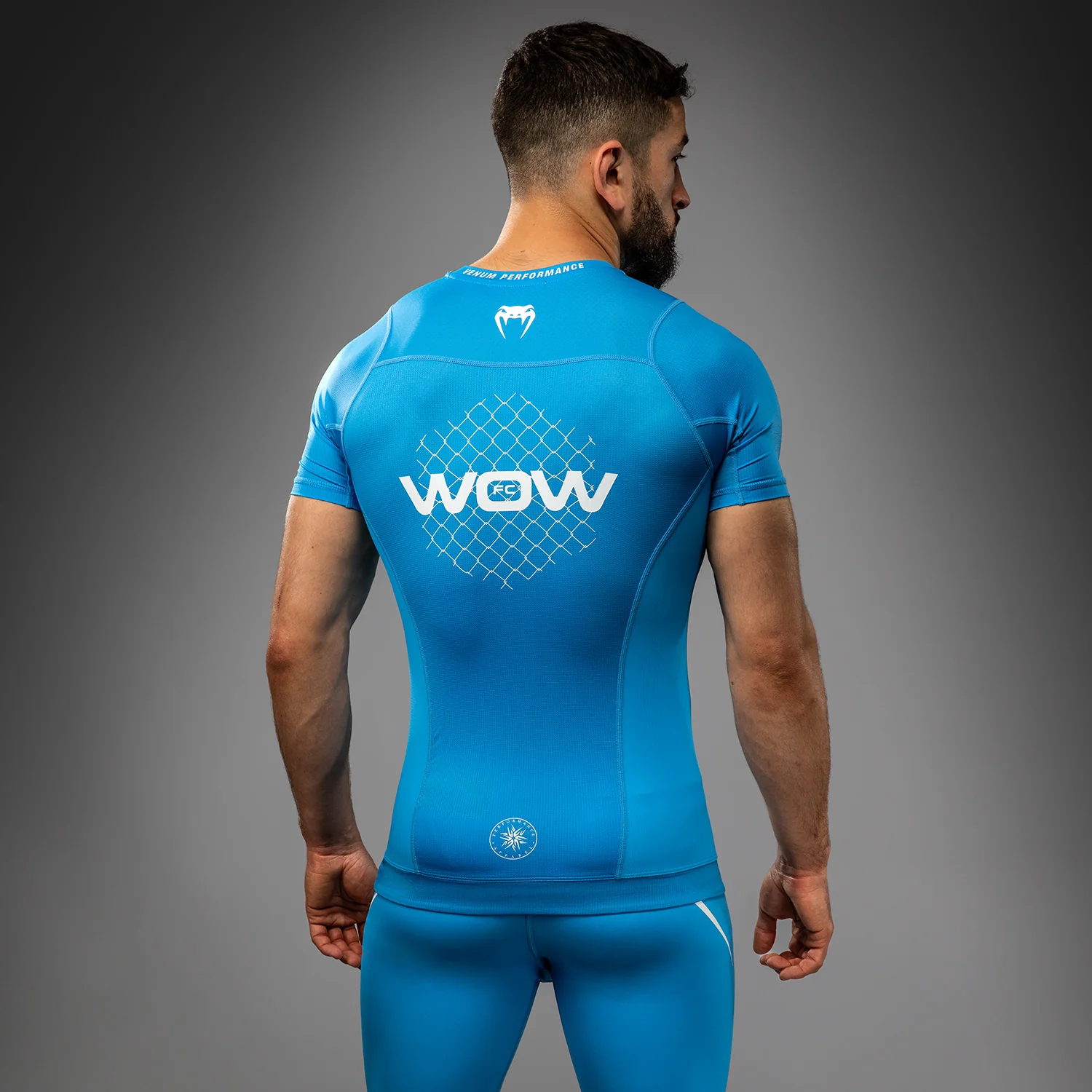 Venum x WOW FC Short Sleeve Rashguard - Pacific Blue - Image 3