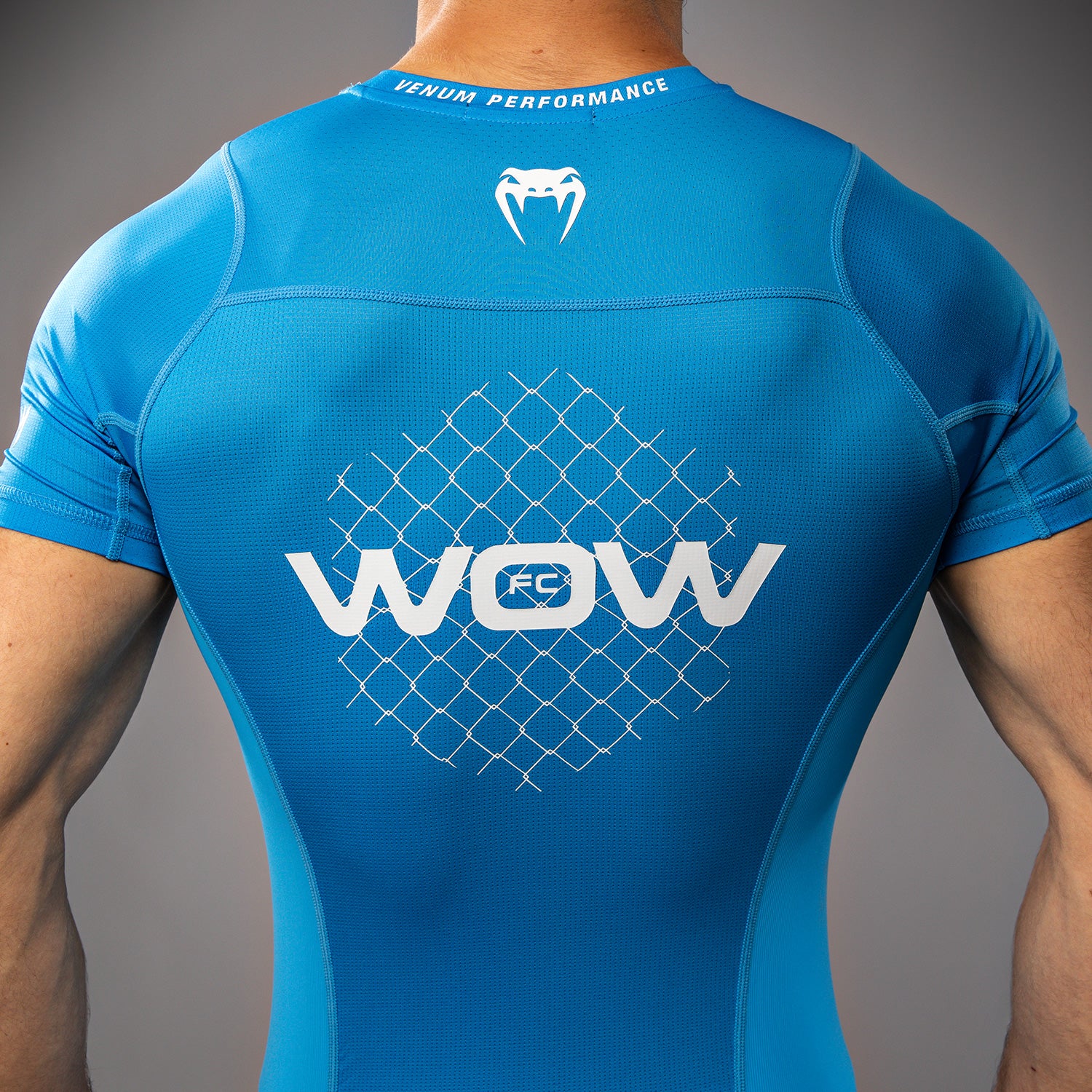 Venum x WOW FC Short Sleeve Rashguard - Pacific Blue - Image 5