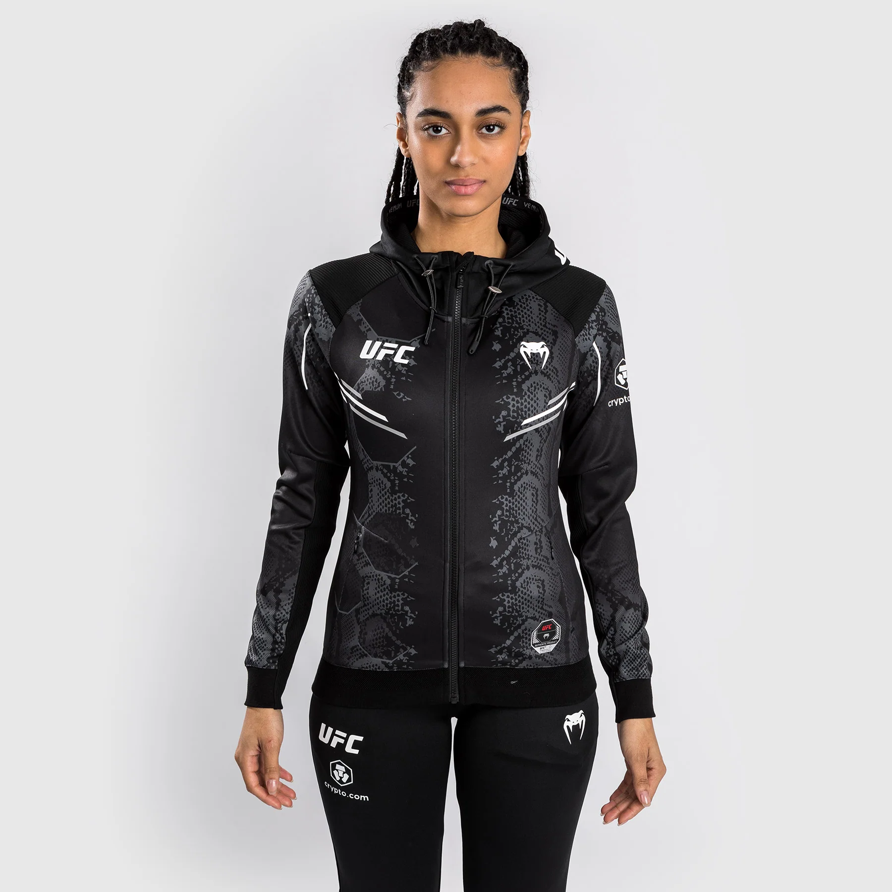 UFC Adrenaline by Venum Personalized Authentic Fight Night  Women's Walkout Hoodie - Black - Image 4