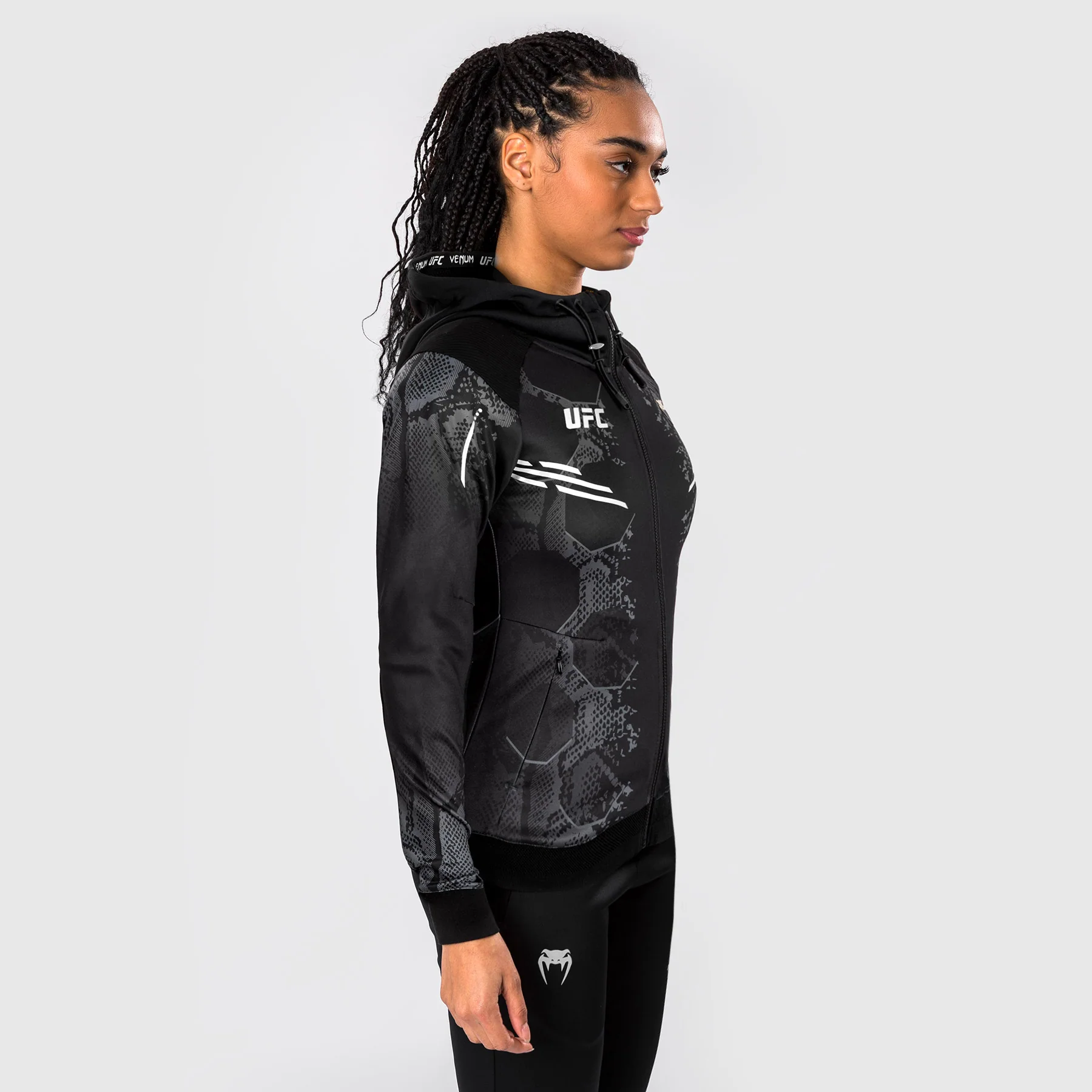 UFC Adrenaline by Venum Personalized Authentic Fight Night  Women's Walkout Hoodie - Black - Image 5